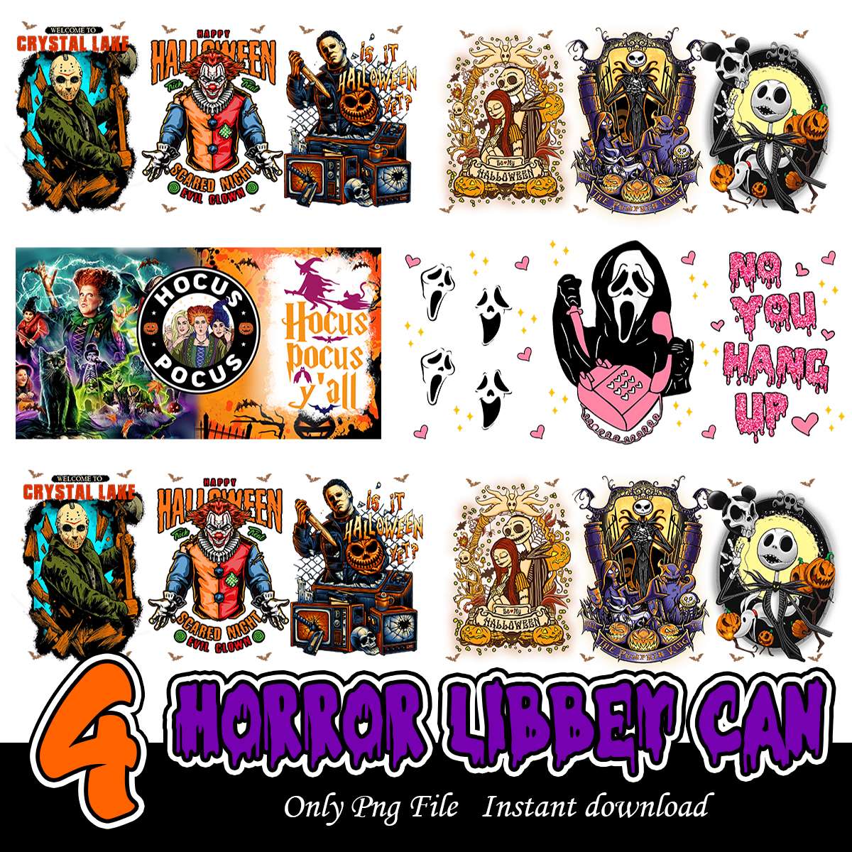 Horror Glass Can Libbey Bundle, Horror killers glass wrap can bundle