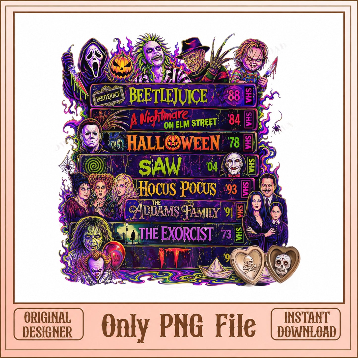Horror Movies Stack PNG, Halloween Spooky Books, Horror Classics PNG