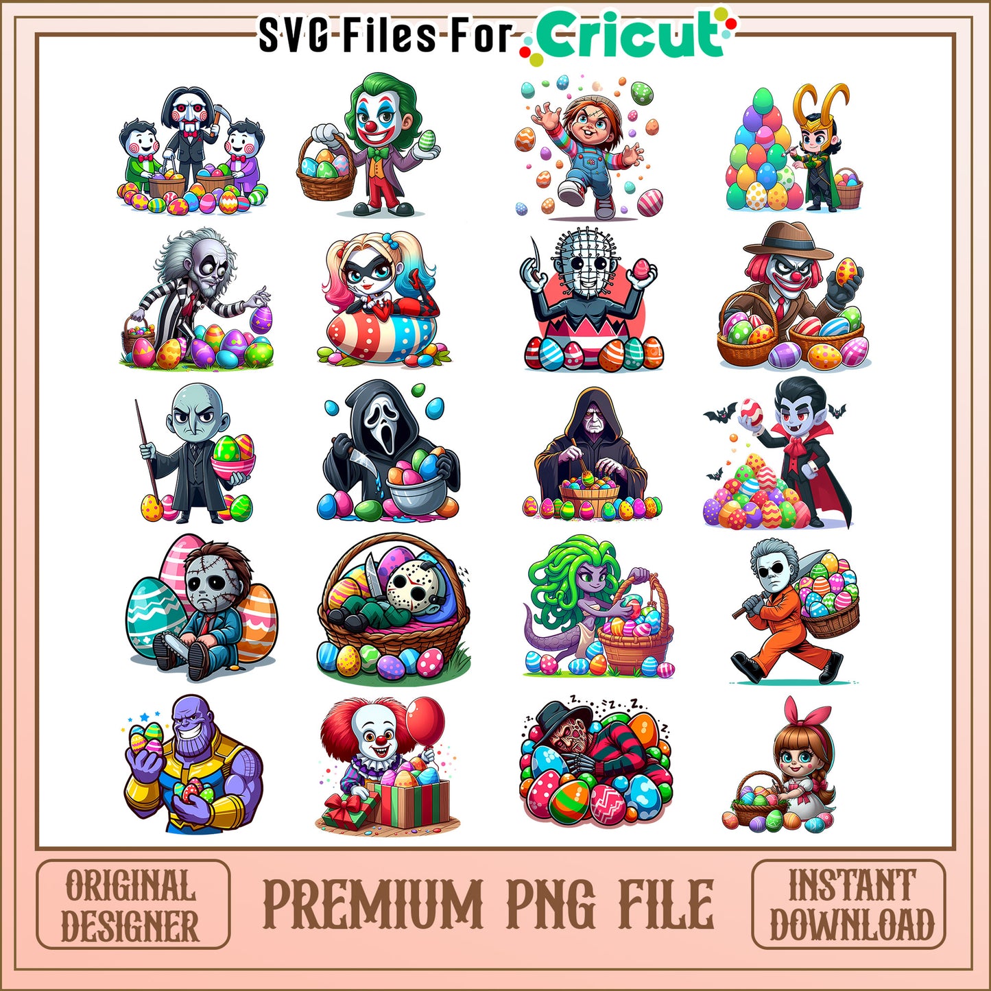 Horror movie easter bundle png, horror easter eggs png