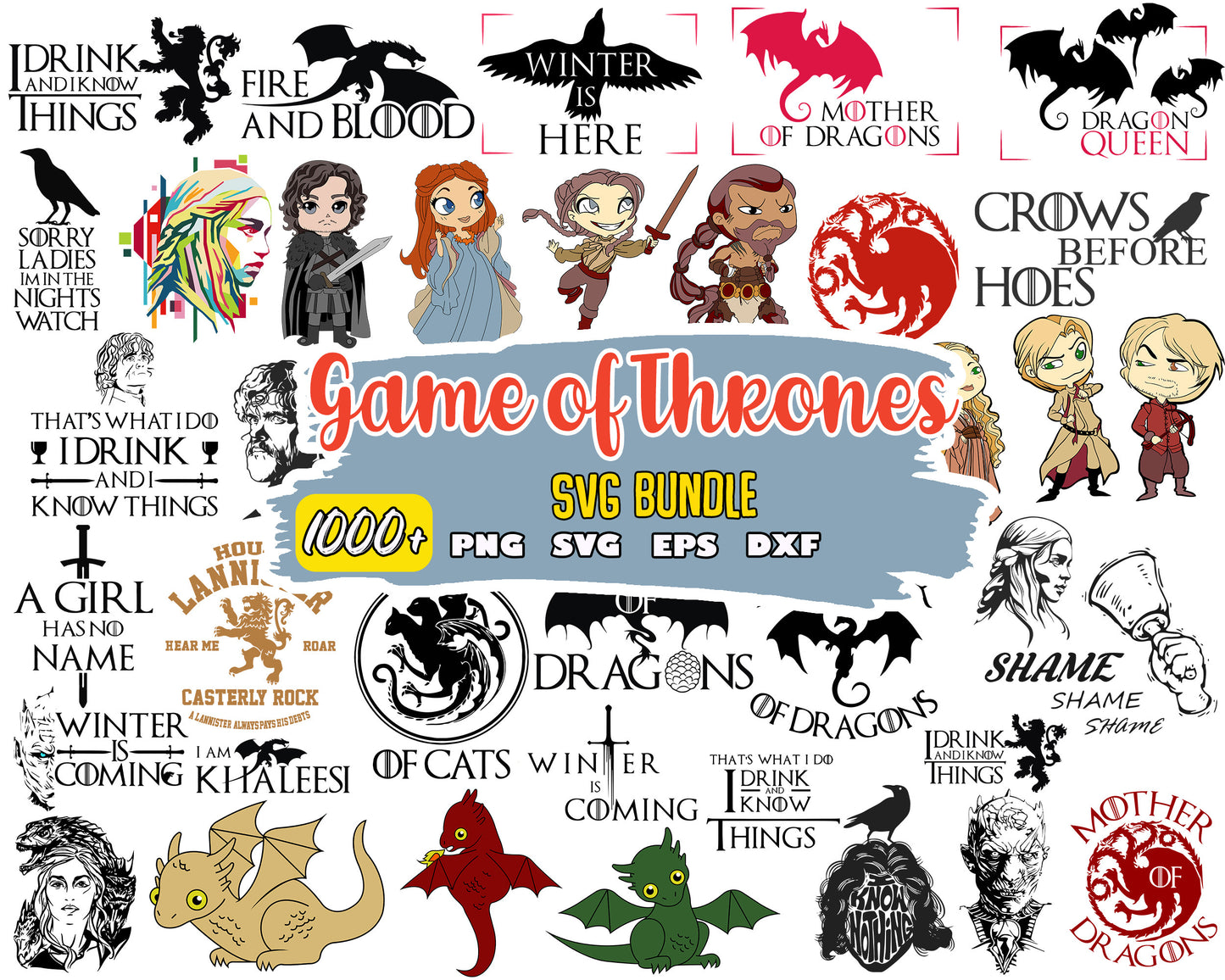 House of dragons chibi bundle svg, house of dragon characters svg