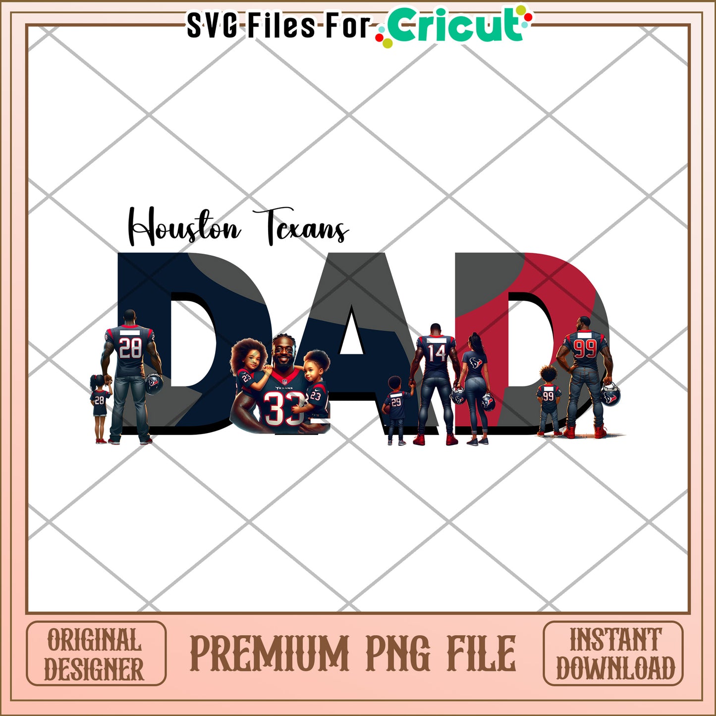 Houston Texans Dad Design, Perfect for Family Game Day Fun