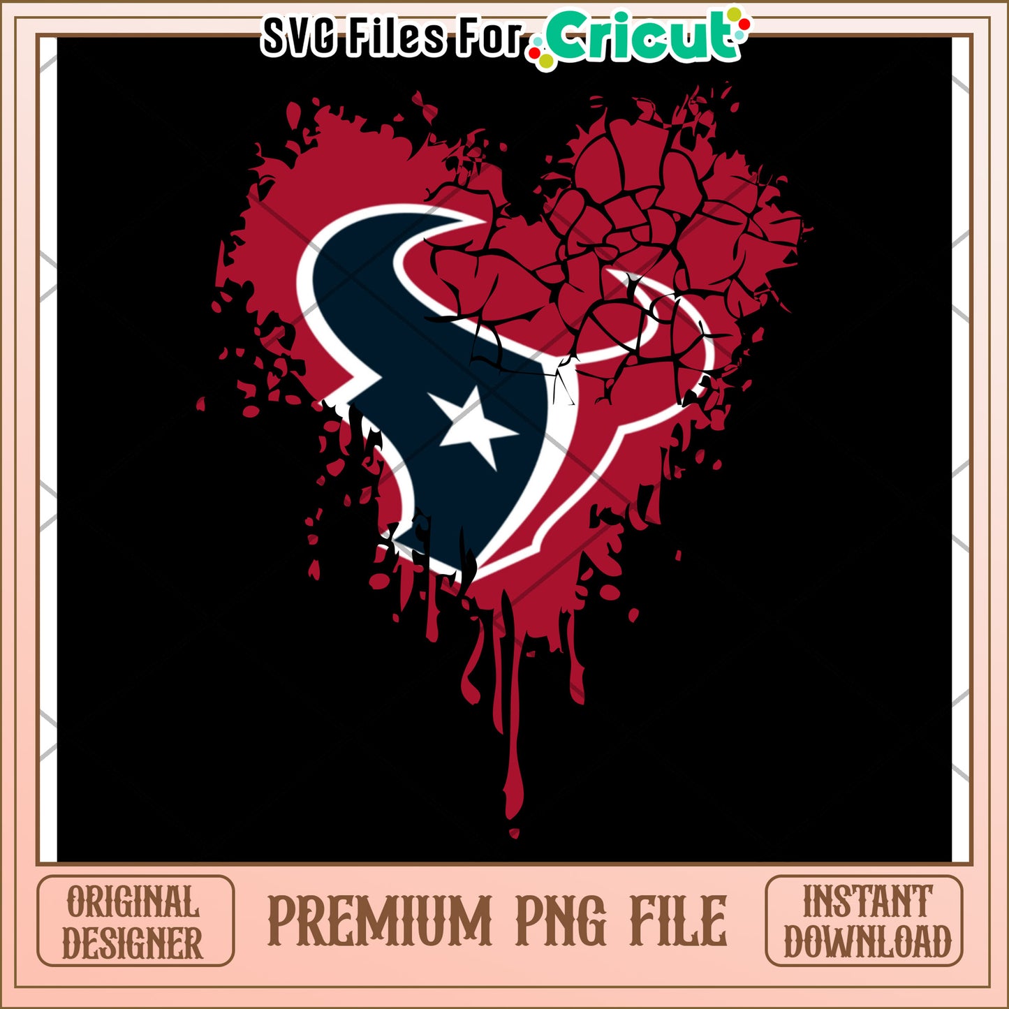 Houston Texans Heart Design PNG Download, Perfect for Cricut Users