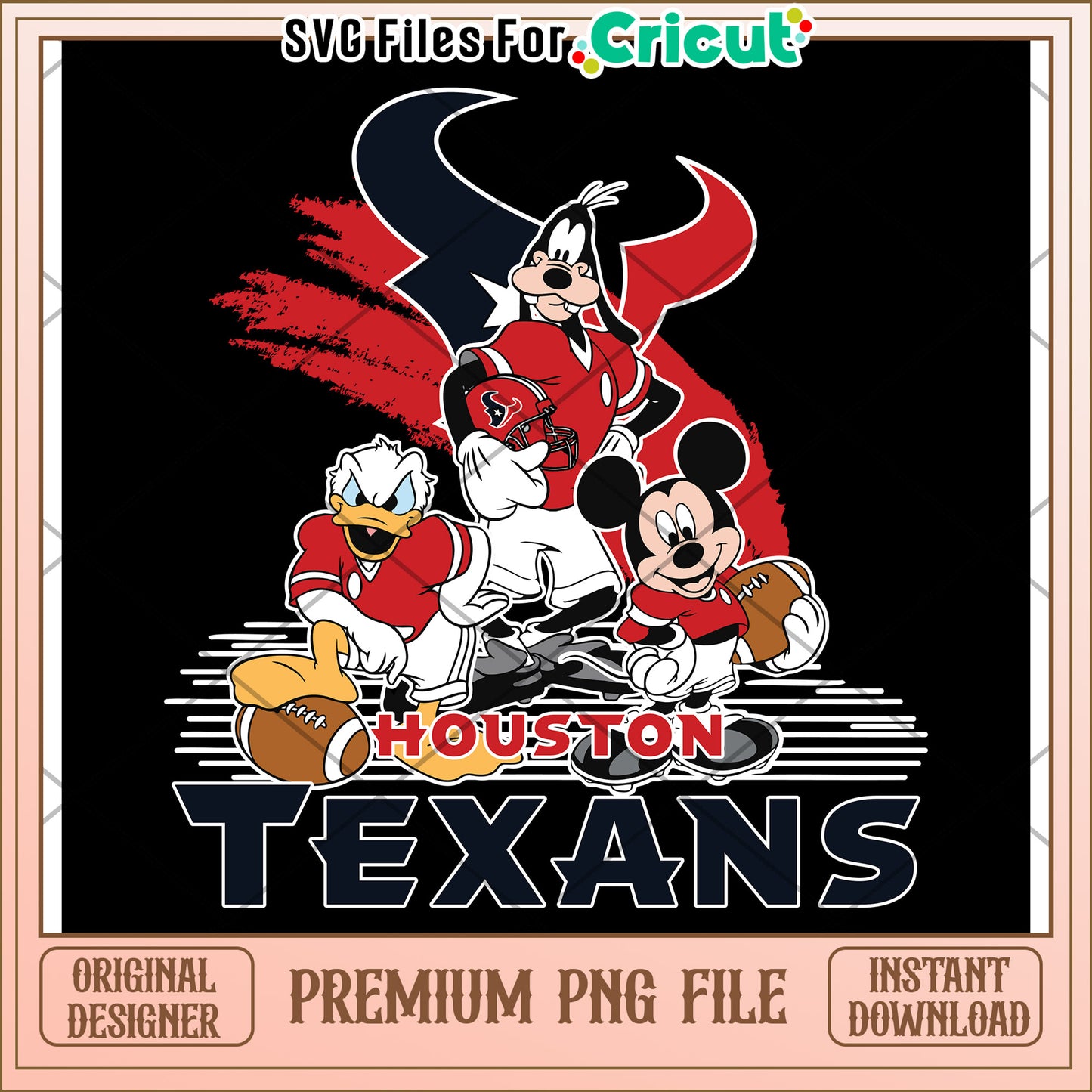 Houston Texans PNG File with Disney Characters, Instant Download Design