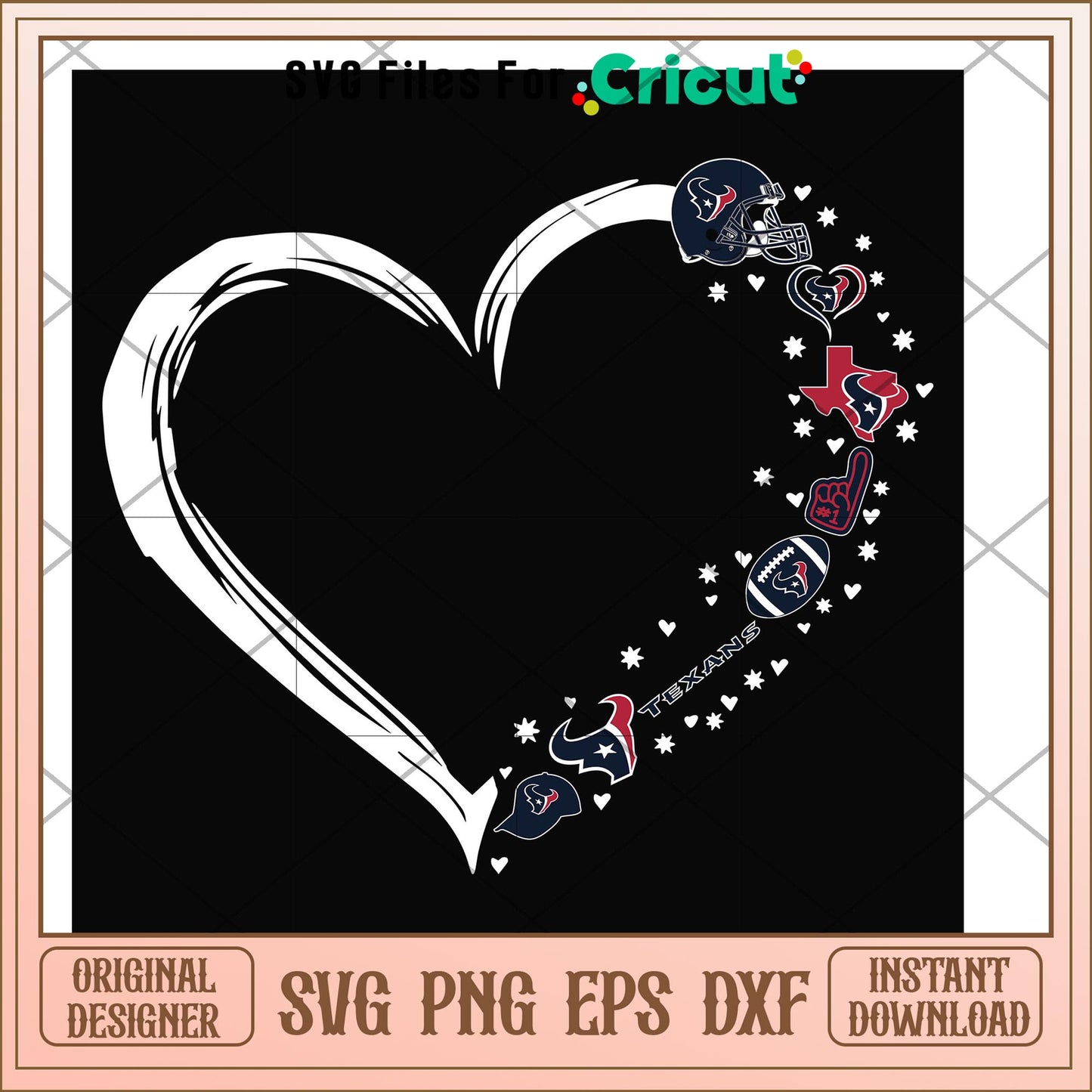 Houston Texans heart shape svg, Houston Texans svg, new nfl svg