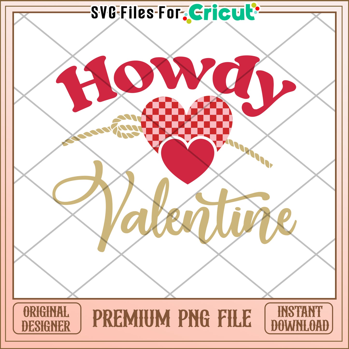 Howdy Valentine Heart Design Premium PNG for Instant Download