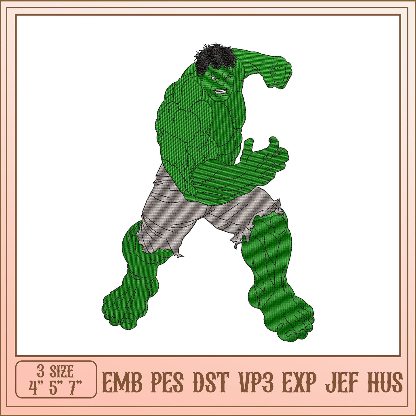 Hulk Embroidery Design 4x7 Inch