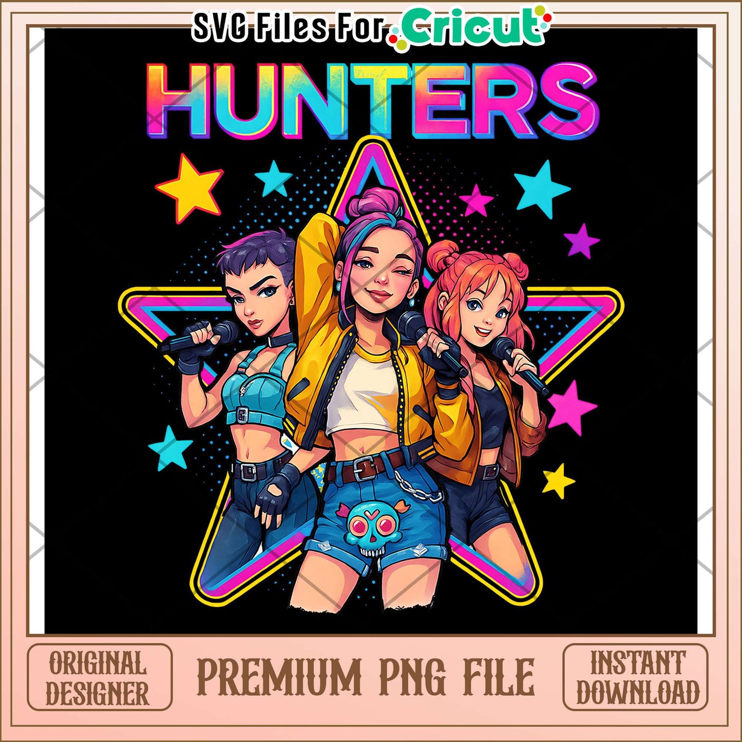 Hunters girls band png, saja boys warrior png, kpop hero png