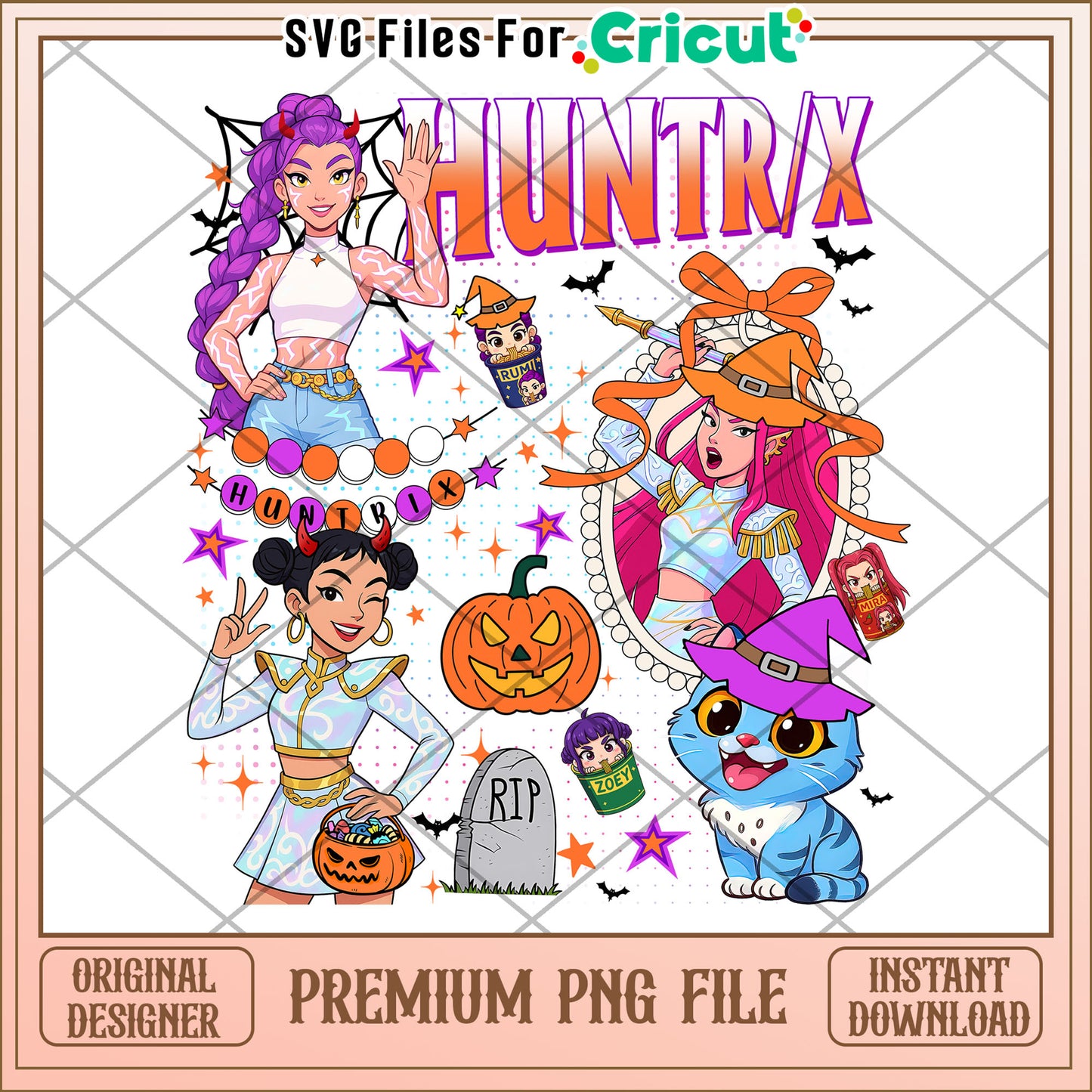 Huntrix Kpop Demon Hunters Halloween png, kpop demon hunters png, halloween png