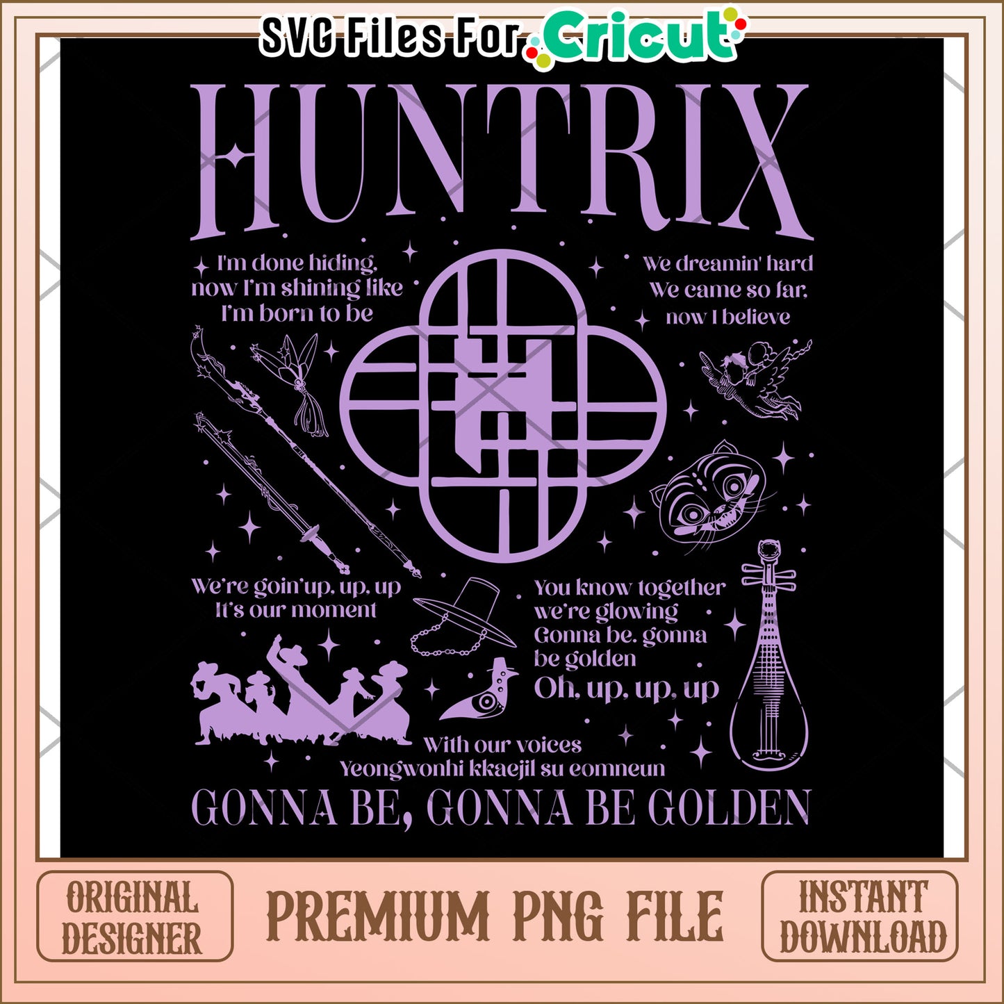 Huntrix Logo Kpop Demon Hunter design png, kpop demon hunters png, huntrix band png