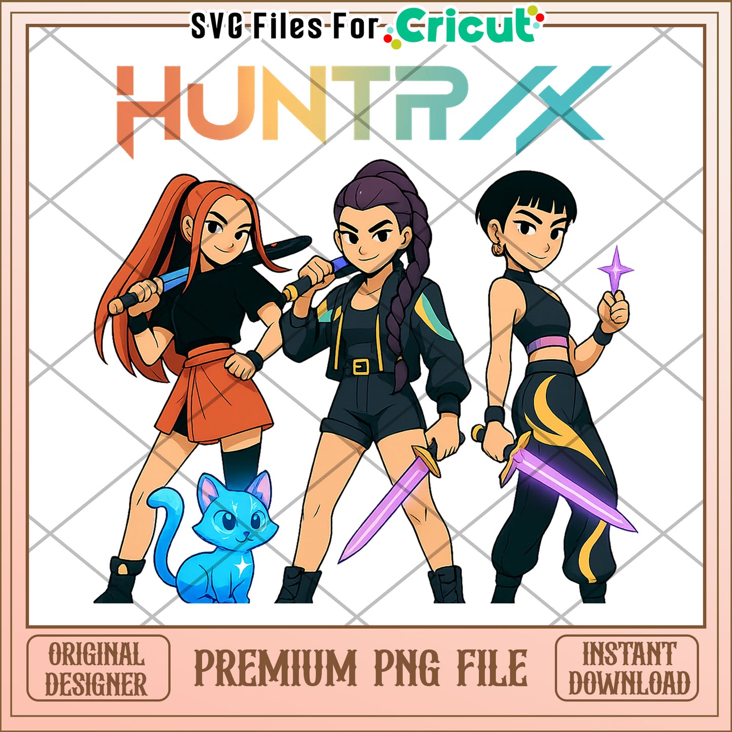 Huntrix anime warrios png, huntrix members png, huntrix toys png
