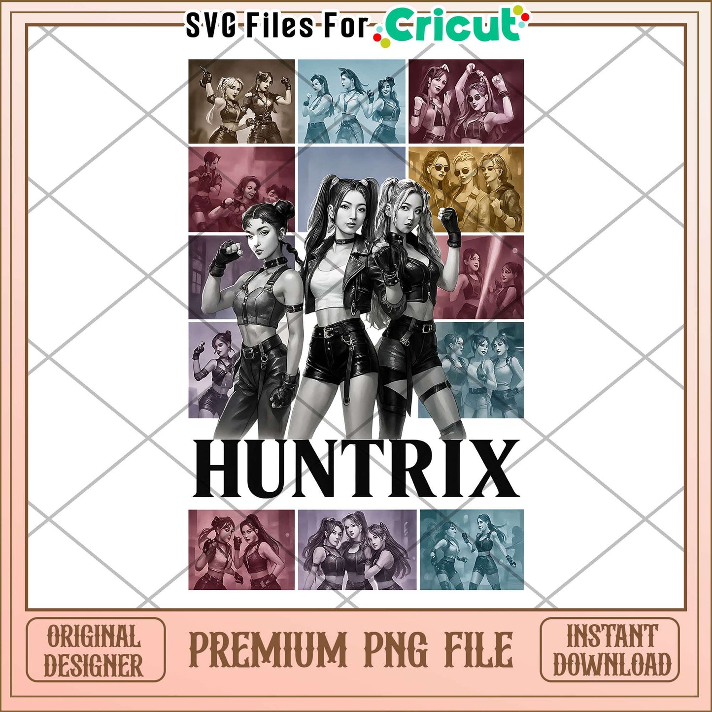 Huntrix girl band png, saja boys warrior png, kpop hero png