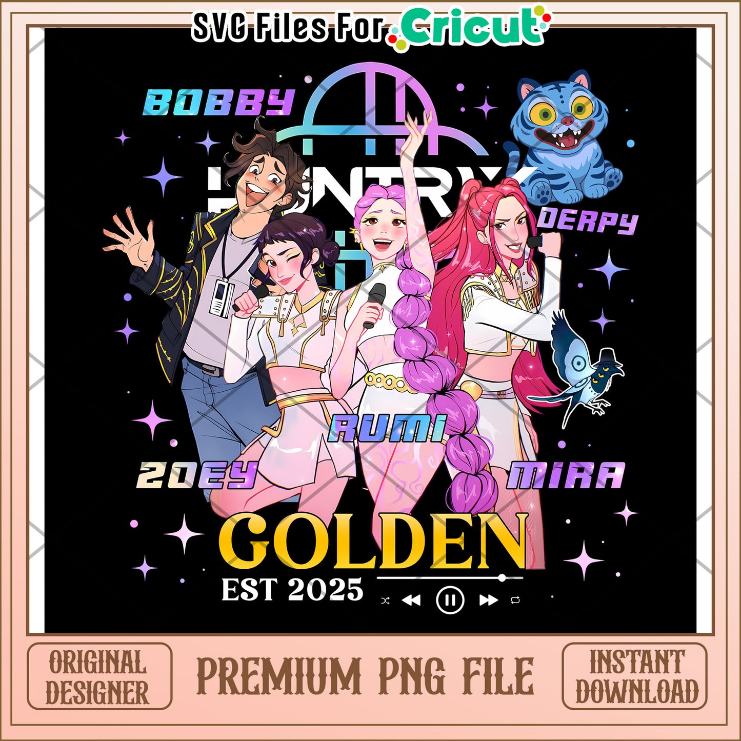 Huntrix golden png, saja boys fans png, huntrix characters png