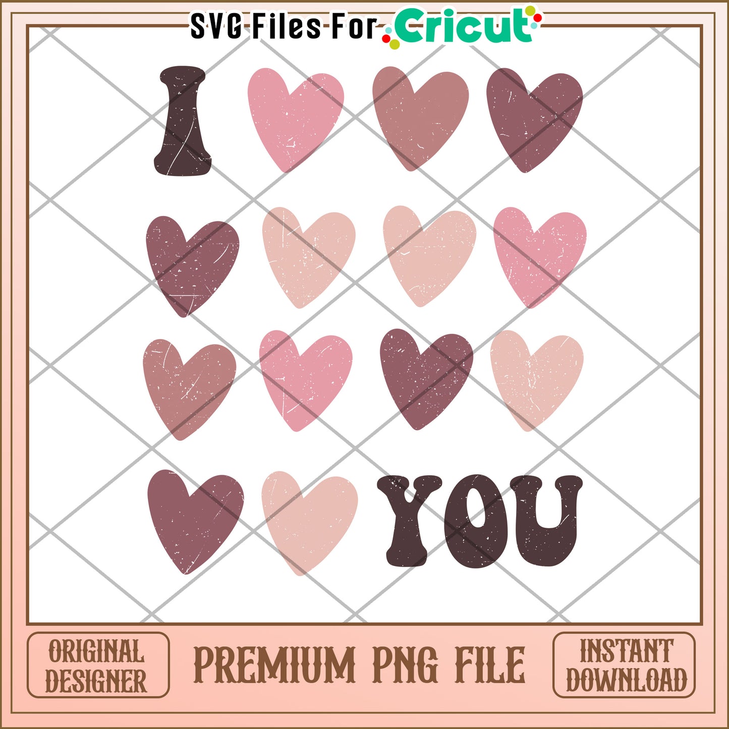 I Love You Hearts PNG Design