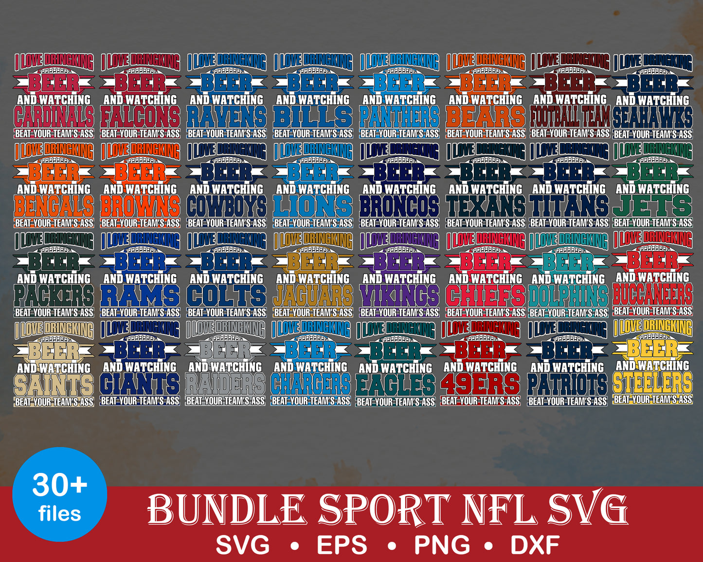 I love dringking beer logo nfl bundle svg, nfl football team logo svg