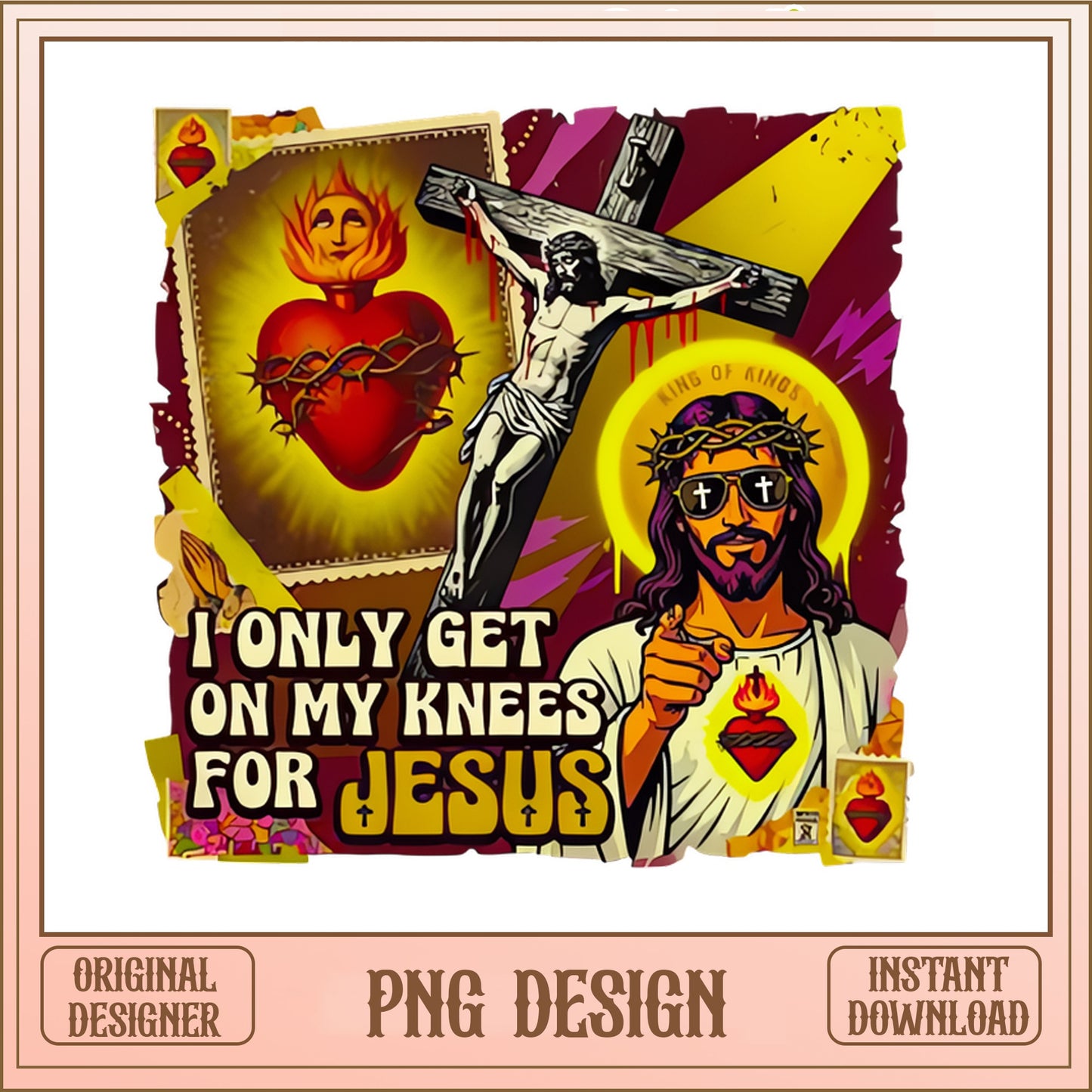 I Only Get On My Knees For Jesus PNG, Funny Jesus PNG, Christian PNG