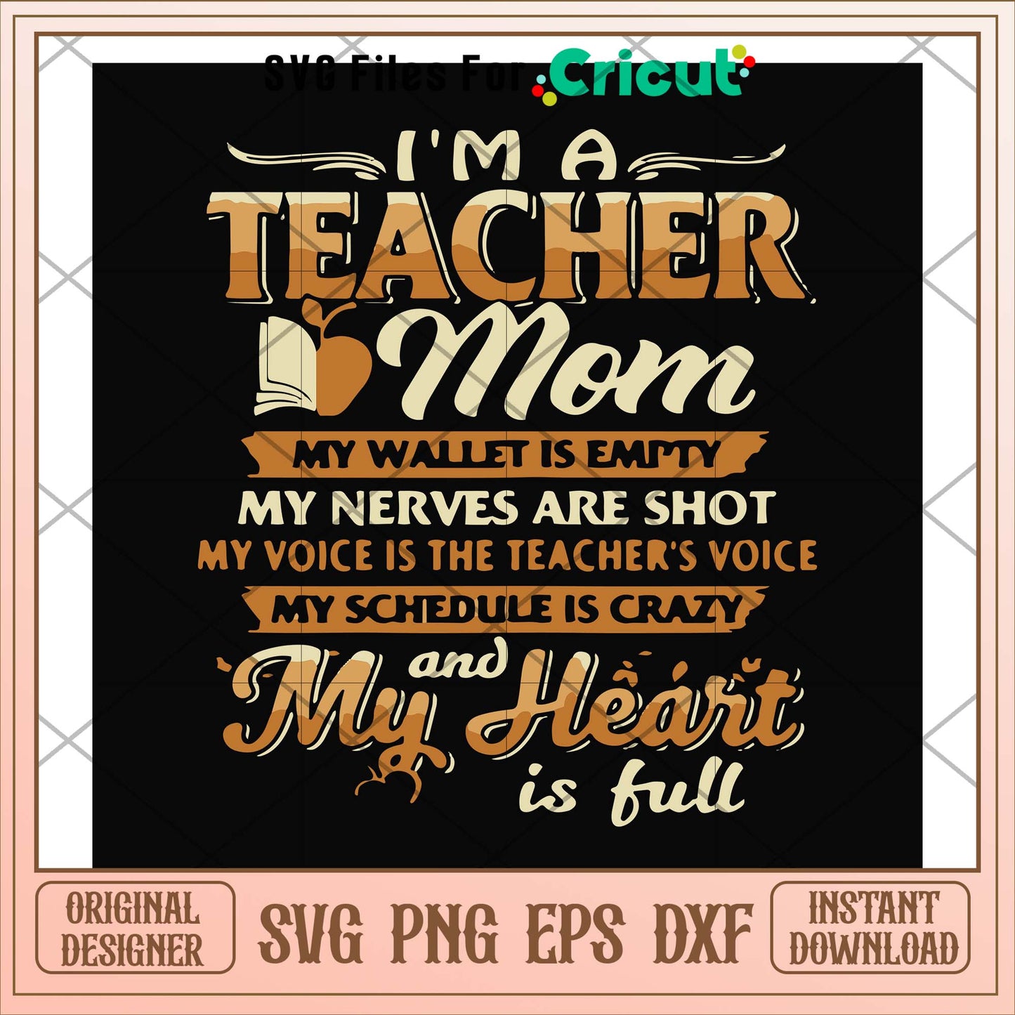 I'm a teacher mom my wallet is empty svg, teacher svg, funny svg