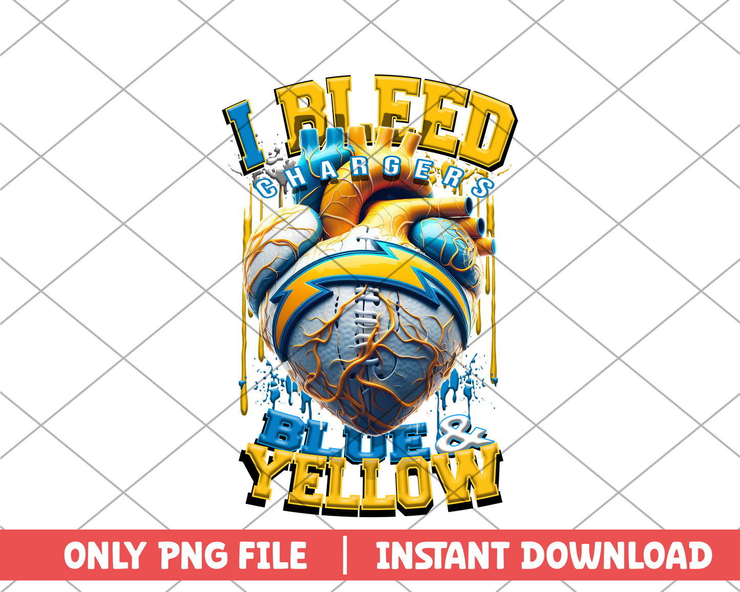 I bleed chagrers blue and yellow png, Los Angeles Chargers png