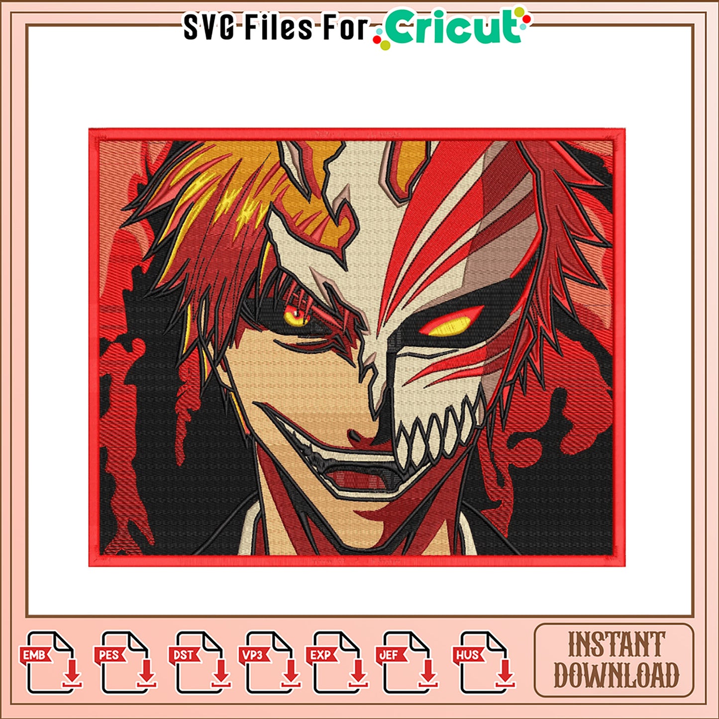 Ichigo Hollow Mask Embroidery Design