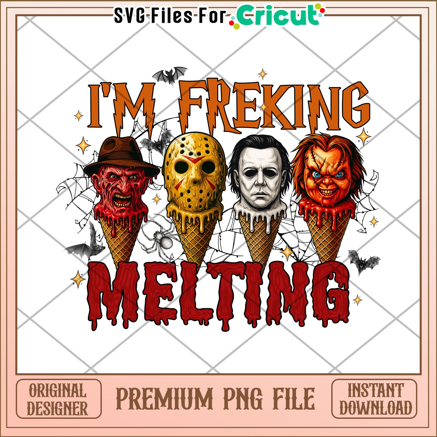 Im freaking melting png, halloween design png, horror halloween png