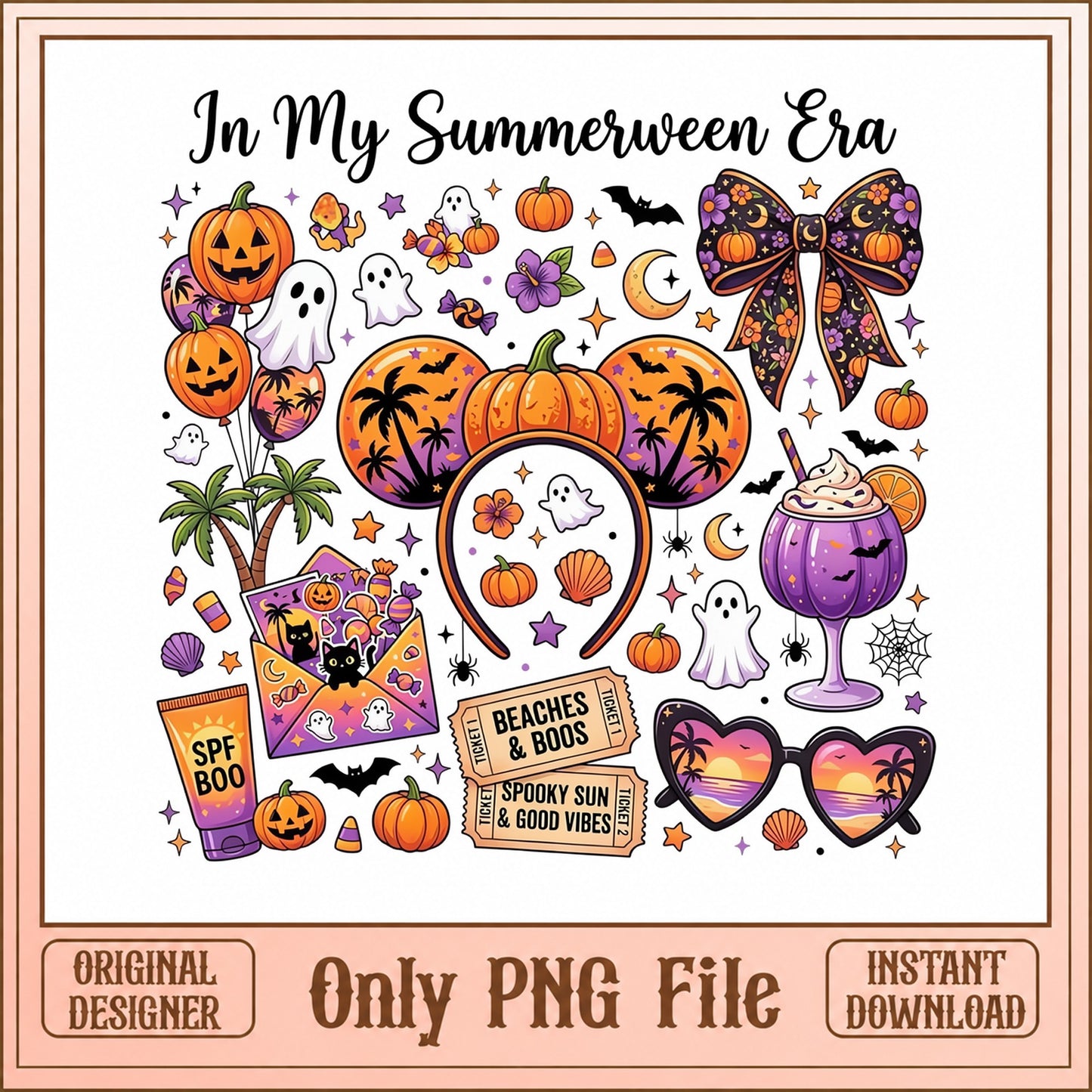 In My Summerween Era PNG, Halloween Summer Clipart, Beach Boo PNG