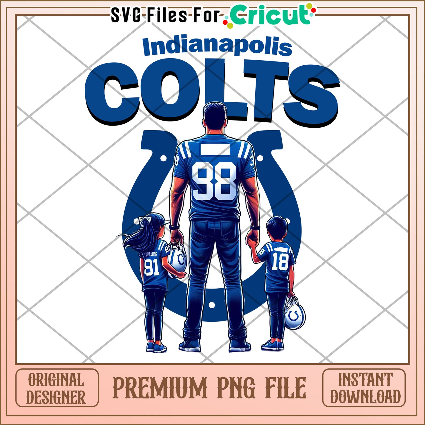 Indianapolis Colts Family Illustration, Premium PNG Instant Download