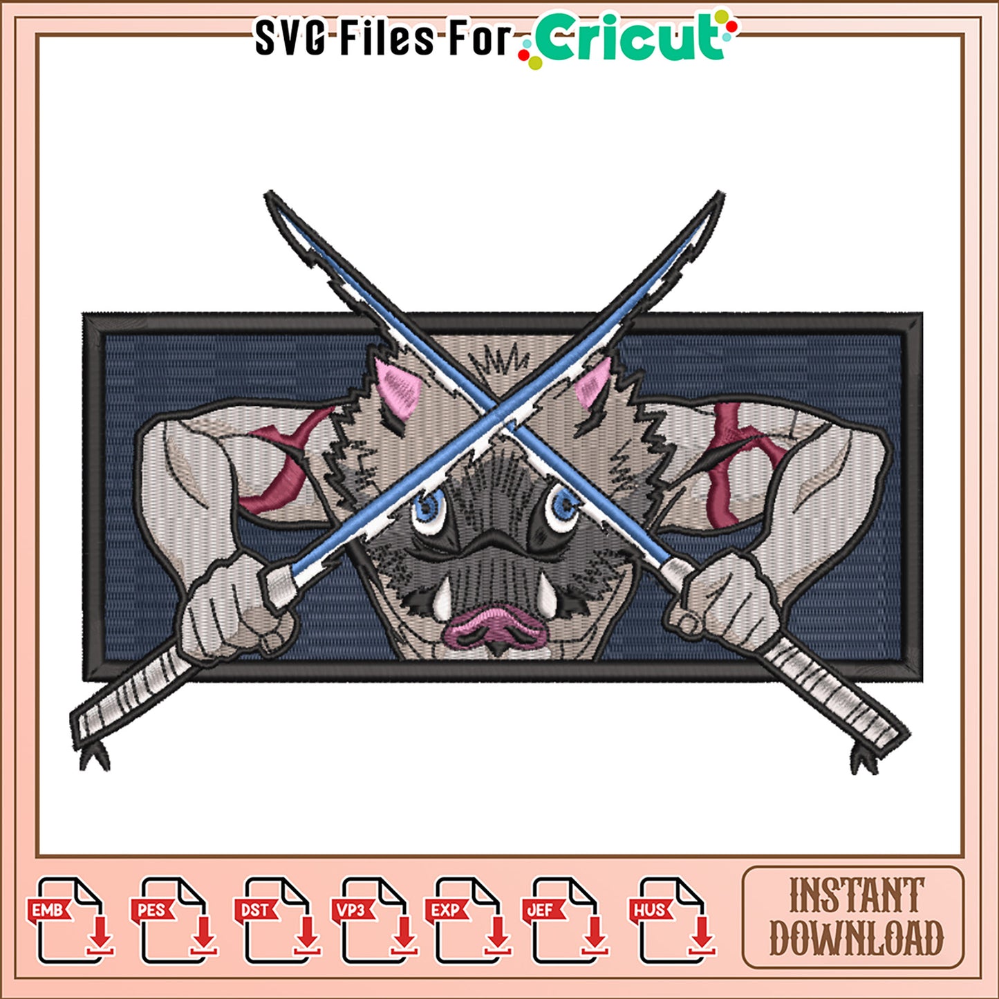 Inosuke Demon Slayer Embroidery Design Instant Download