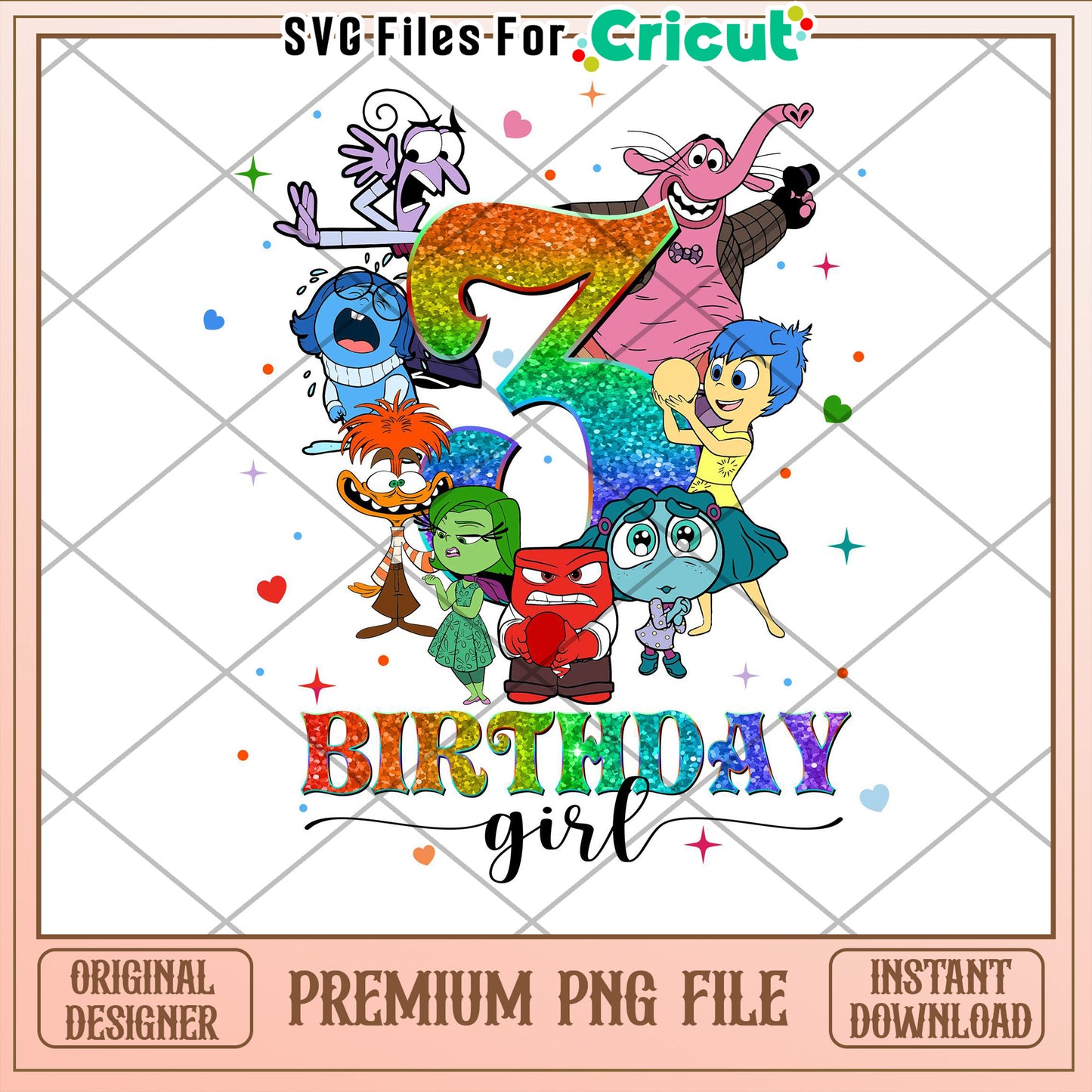 Inside Out 7th Birthday Girl PNG