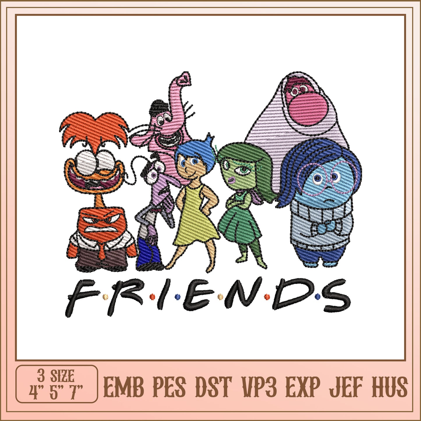 Inside Out Friends Embroidery Design