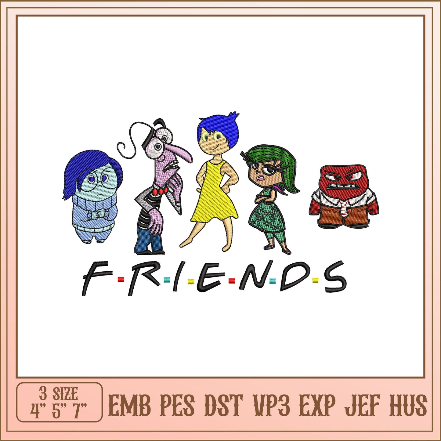Inside Out Friends Embroidery Design