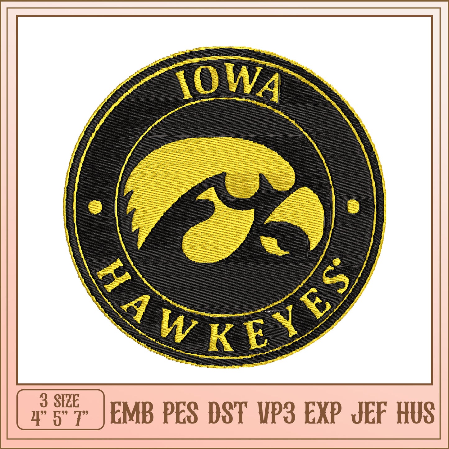 Iowa Hawkeyes Embroidery Design