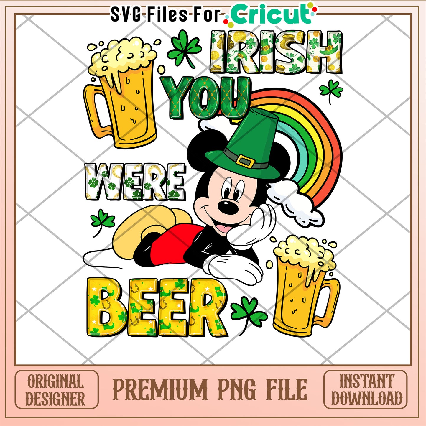 Irish You Were Beer Fun PNG Design for Cricut Projects