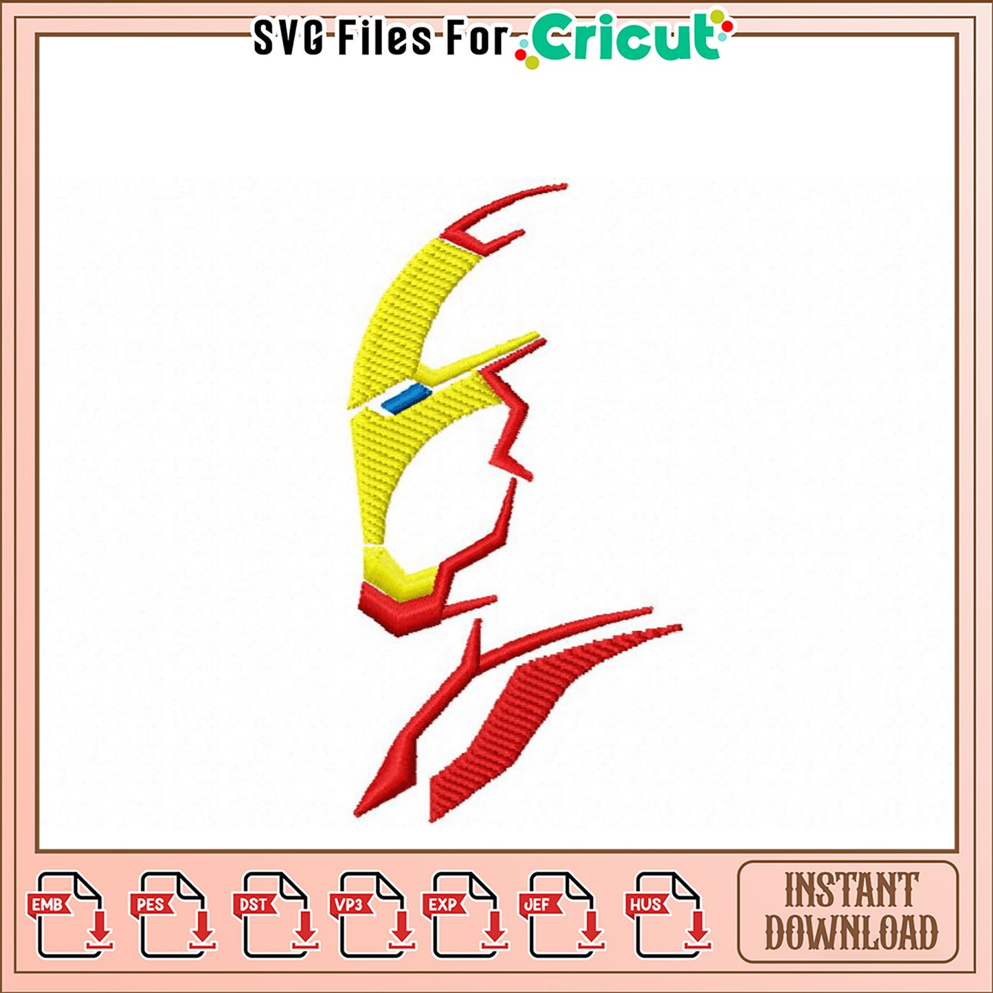 Iron Man Inspired Embroidery Design for Instant Download