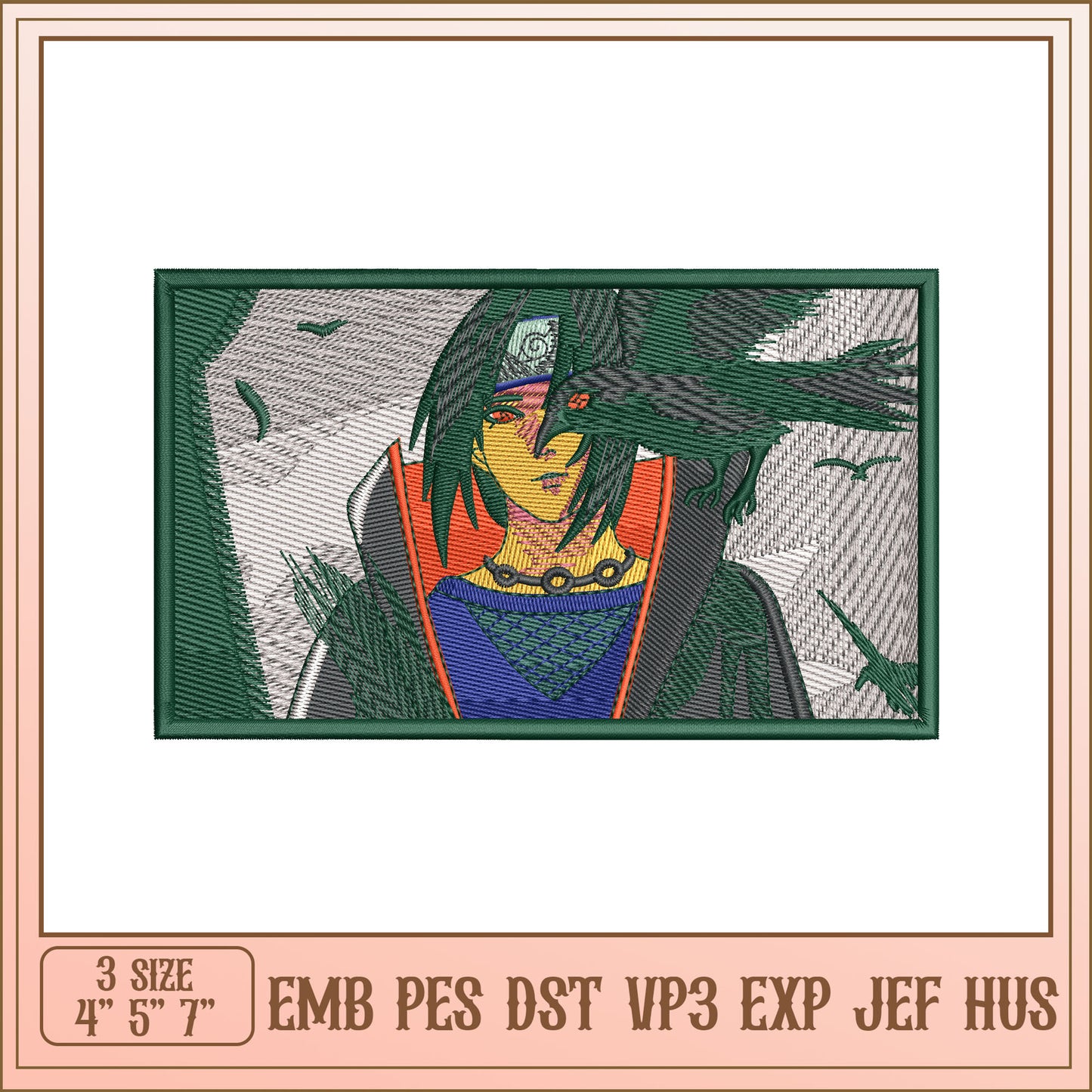 Itachi Uchiha Embroidery Design - 3 Sizes