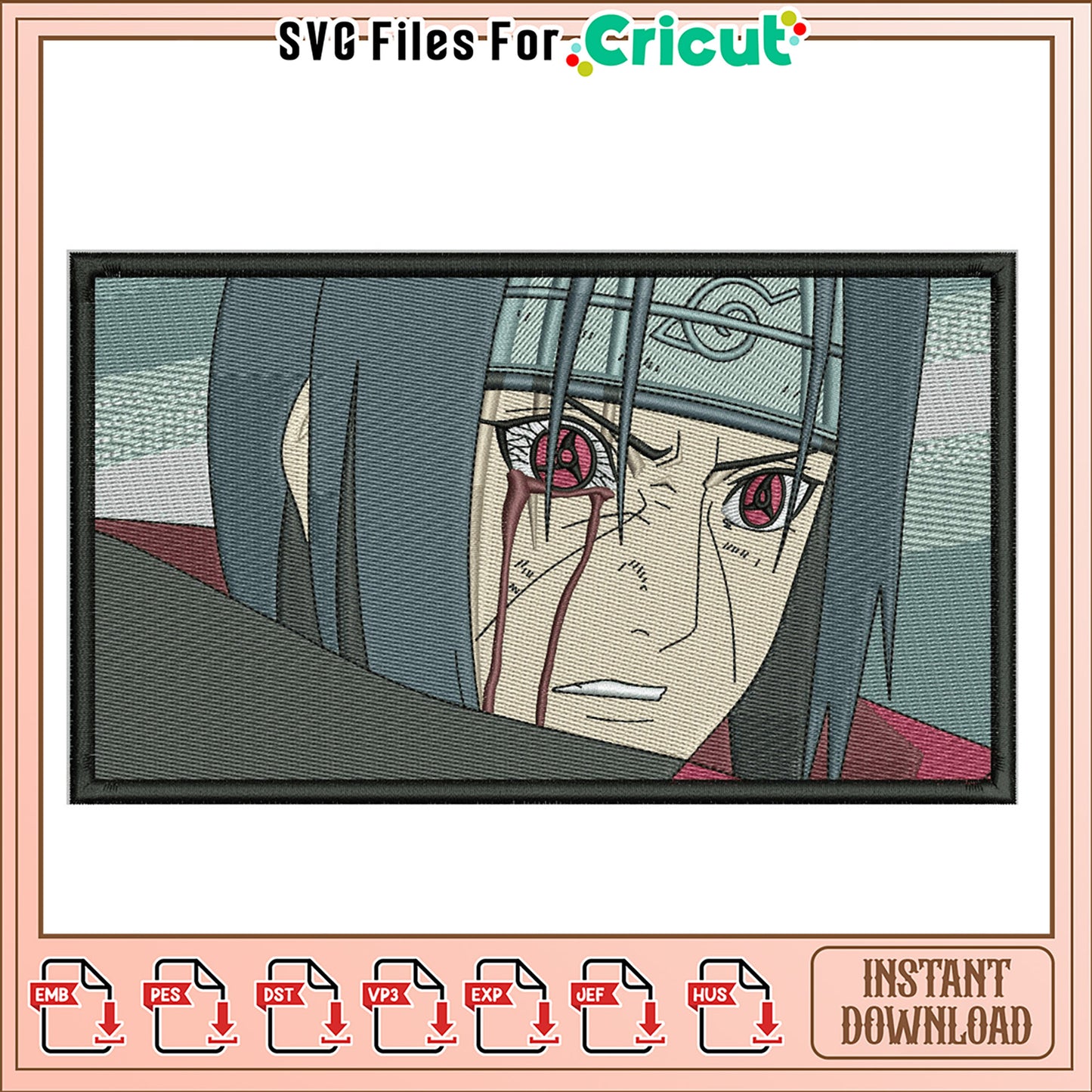 Itachi Uchiha Embroidery Design for Instant Download