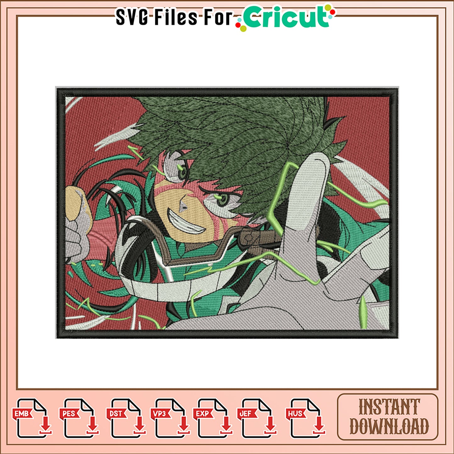 Izuku Midoriya Embroidery Design Instant Download