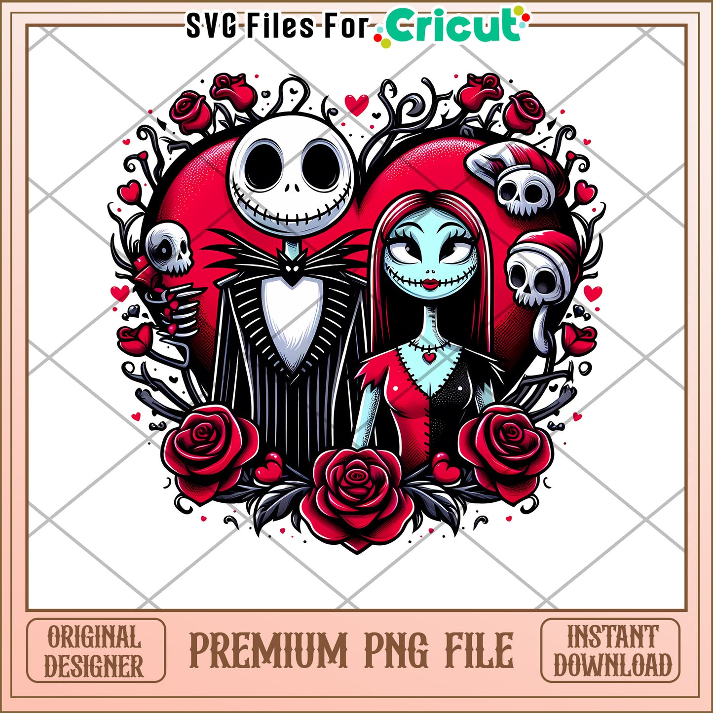 Jack Sally Valentine PNG Heart Design