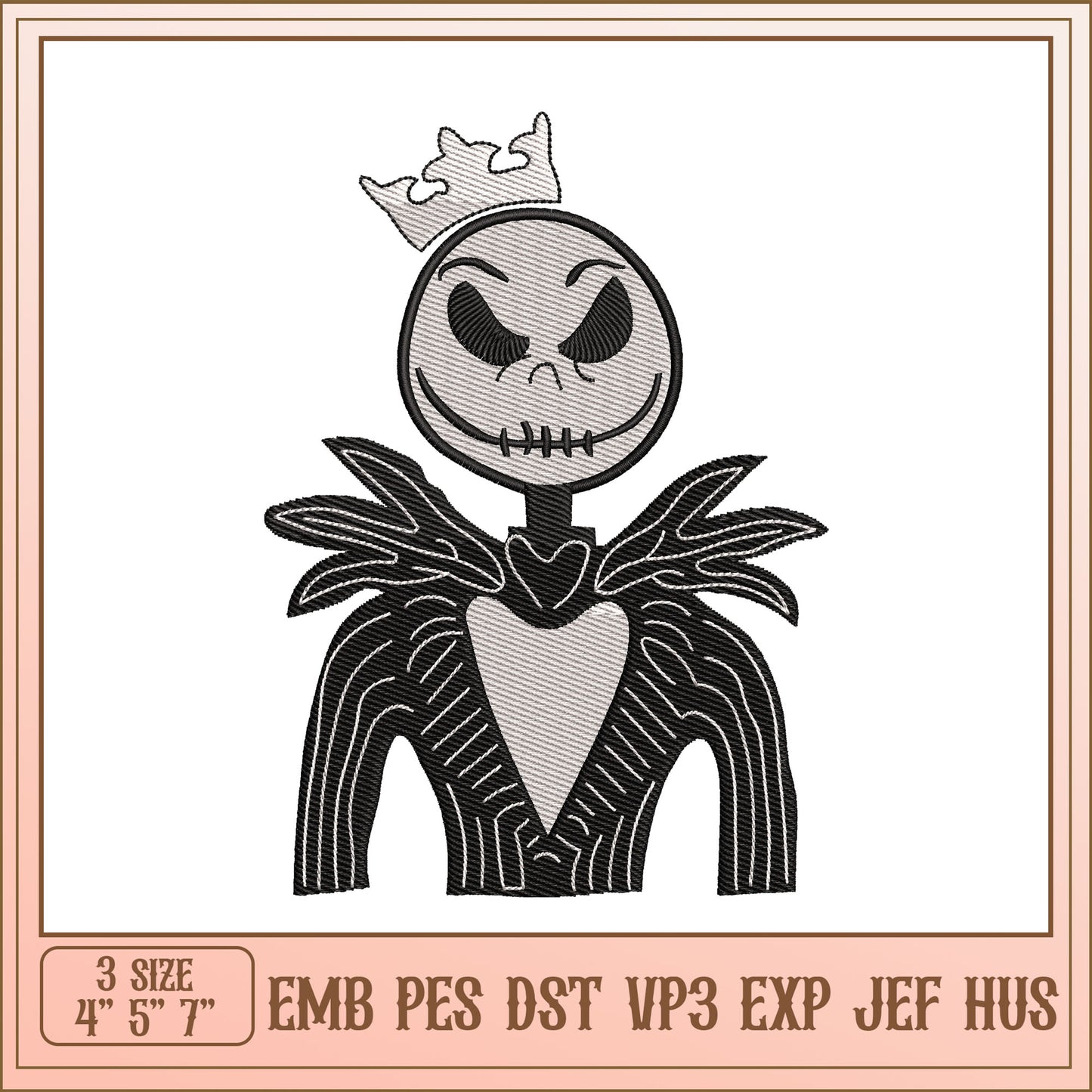 Jack Skellington Embroidery Design - 3 Sizes