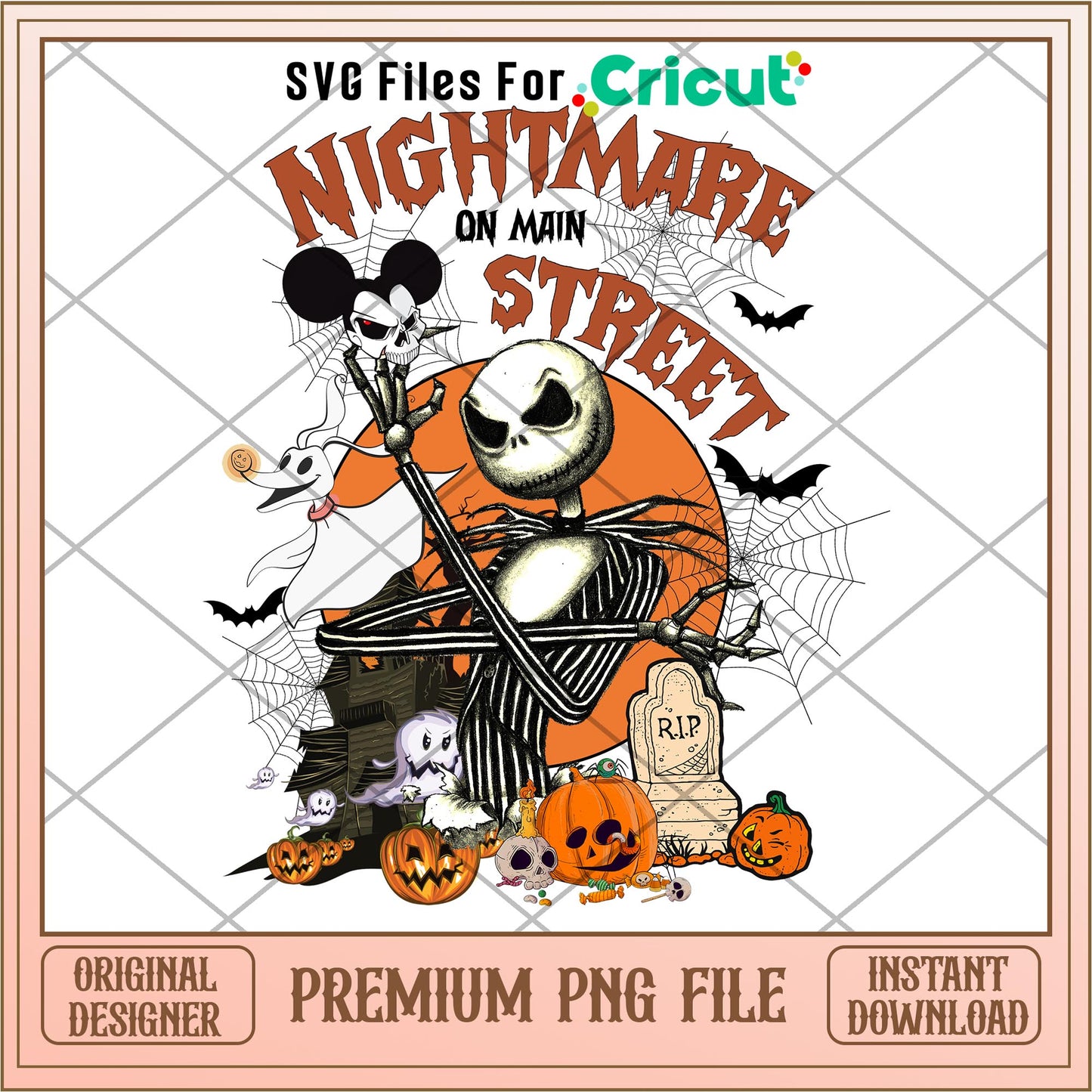 Jack Skellington Nightmare on Main Street png, Nightmare before christmas png, digital download