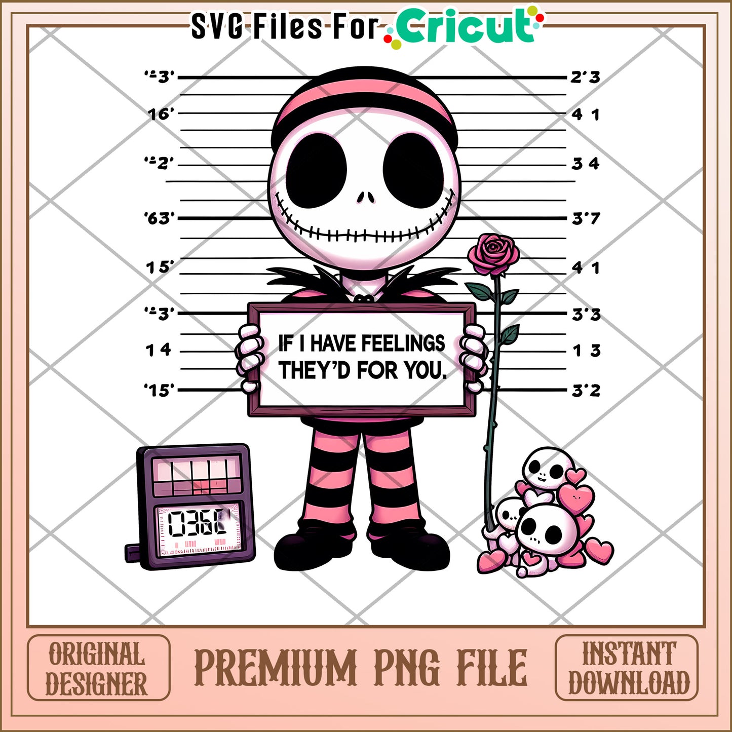 Jack Skellington PNG Valentines Day Design