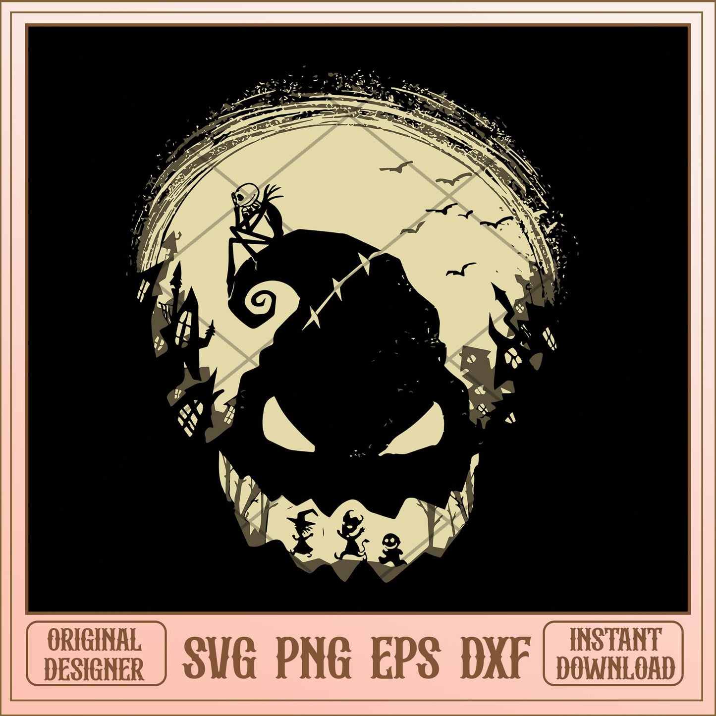 Jack Skellington svg, Jack skellington hat shadow svg bundle