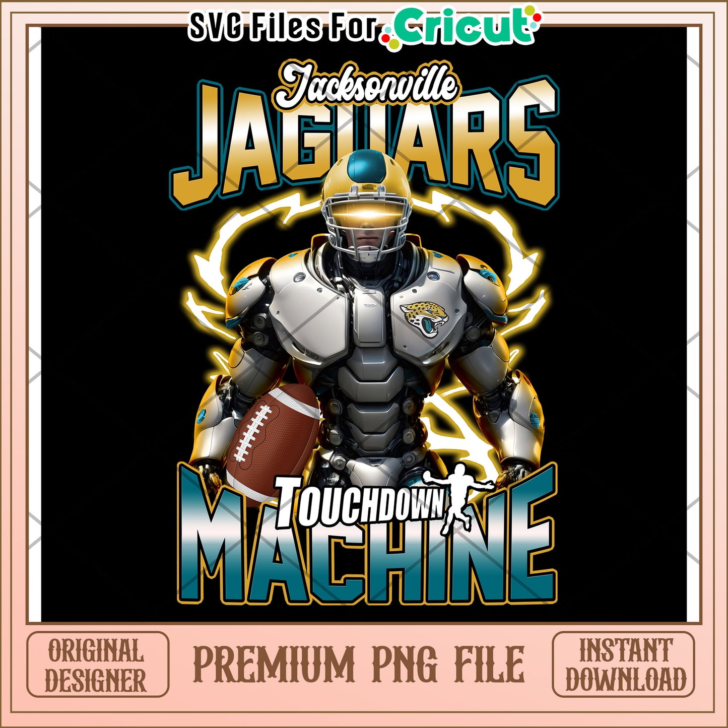 Jacksonville Jaguars Touchdown Machine PNG File, Instant Download