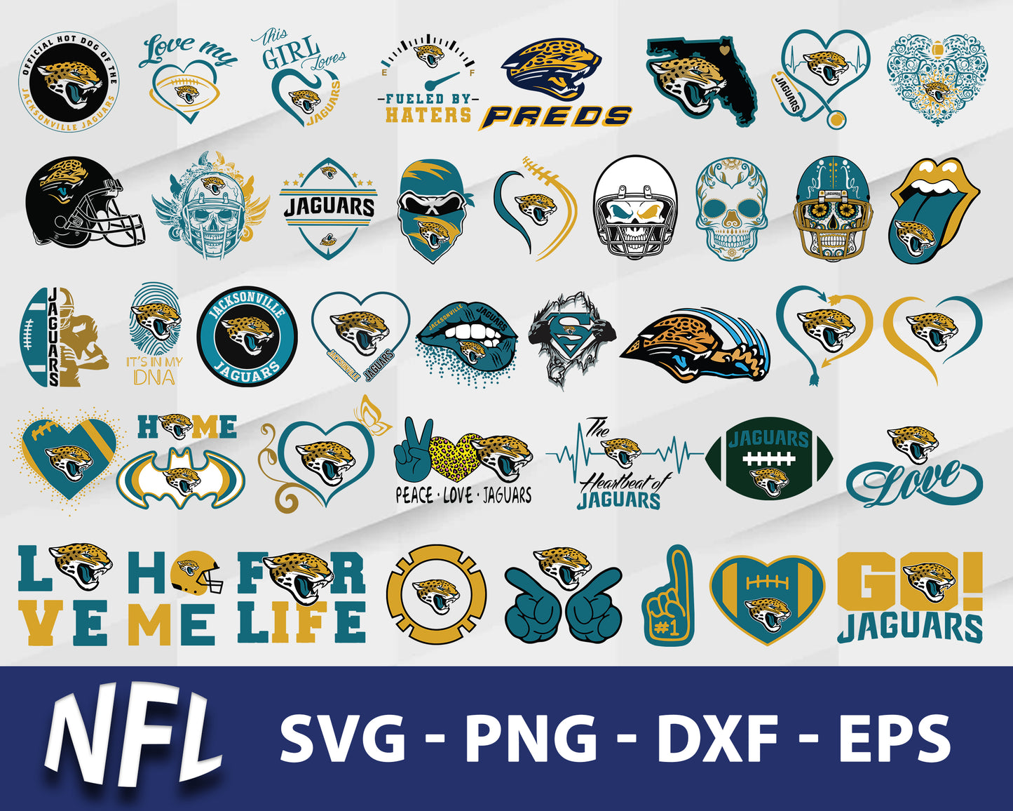 Jacksonville jaguars nfl bundle svg, Jacksonville jaguars football svg