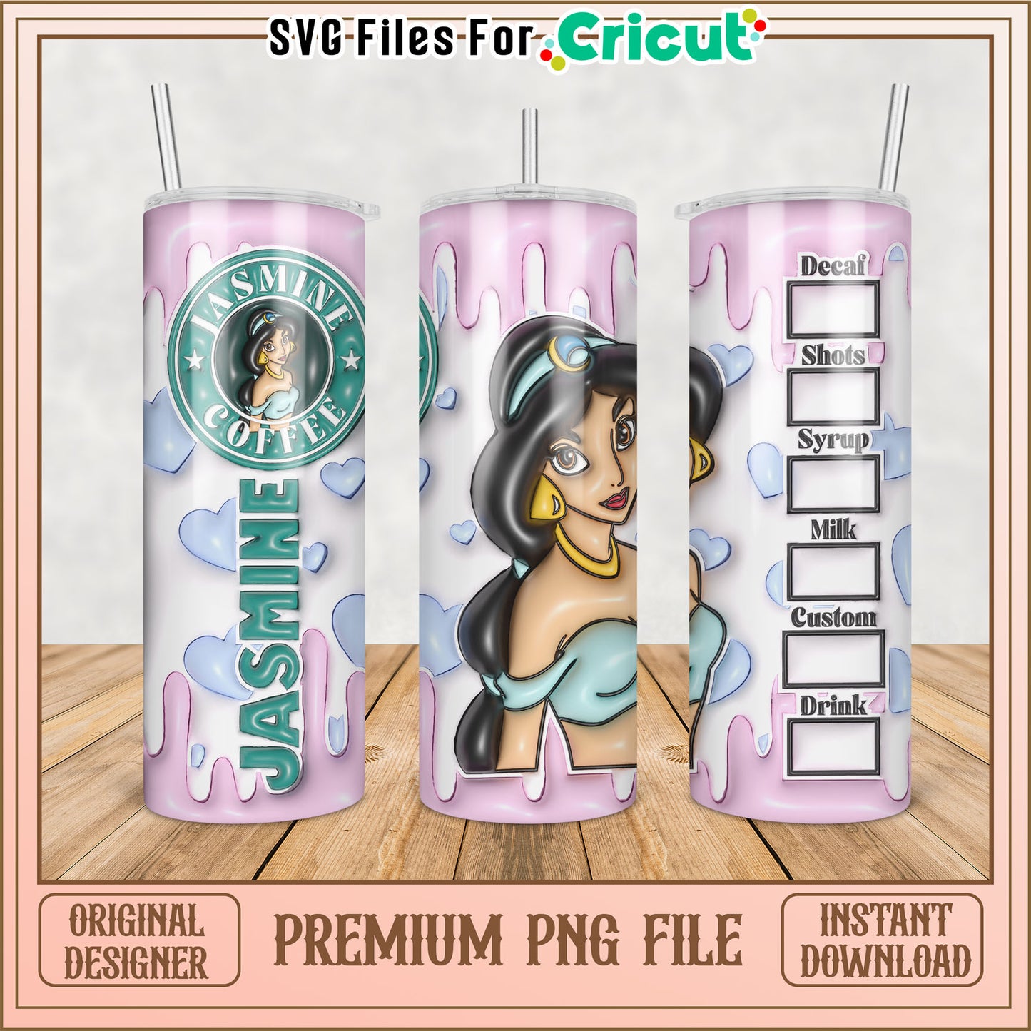 Jasmine Coffee Tumbler PNG