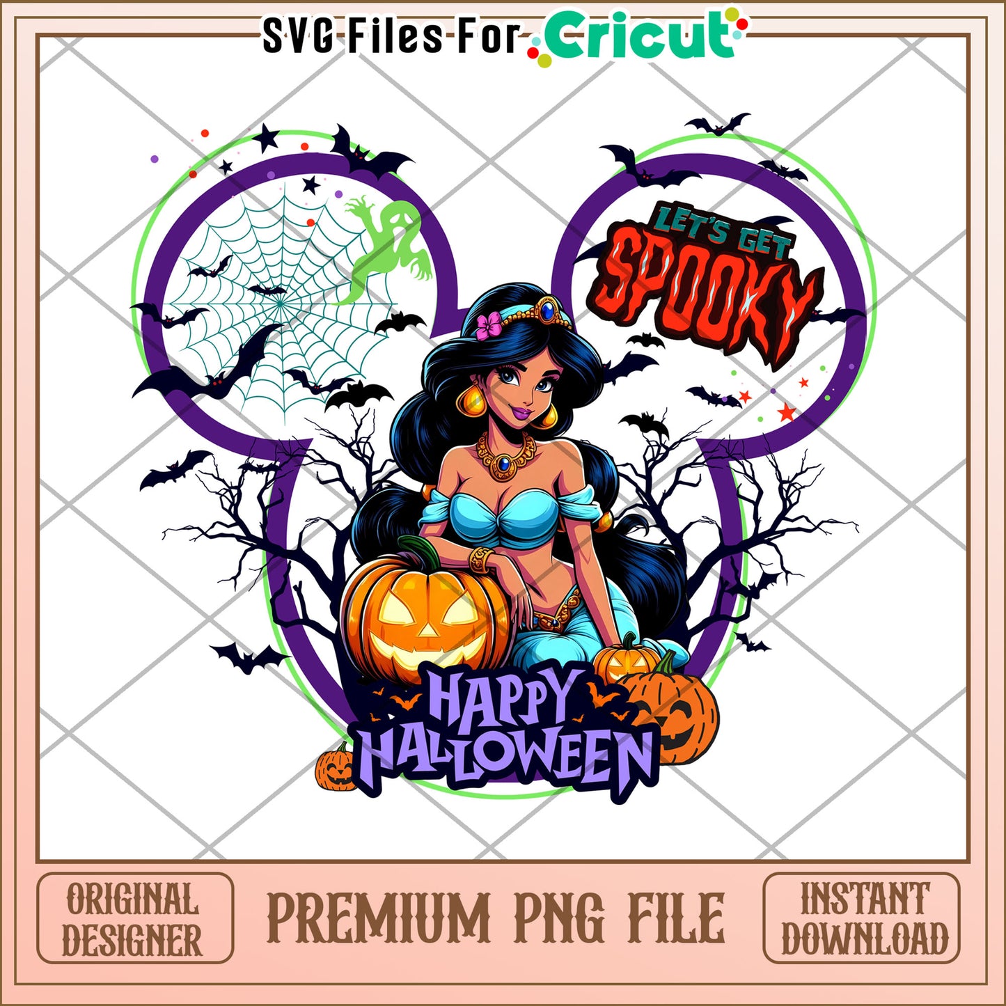 Jasmine lets get spooky png, trick or treat png, halloween wallpaper png