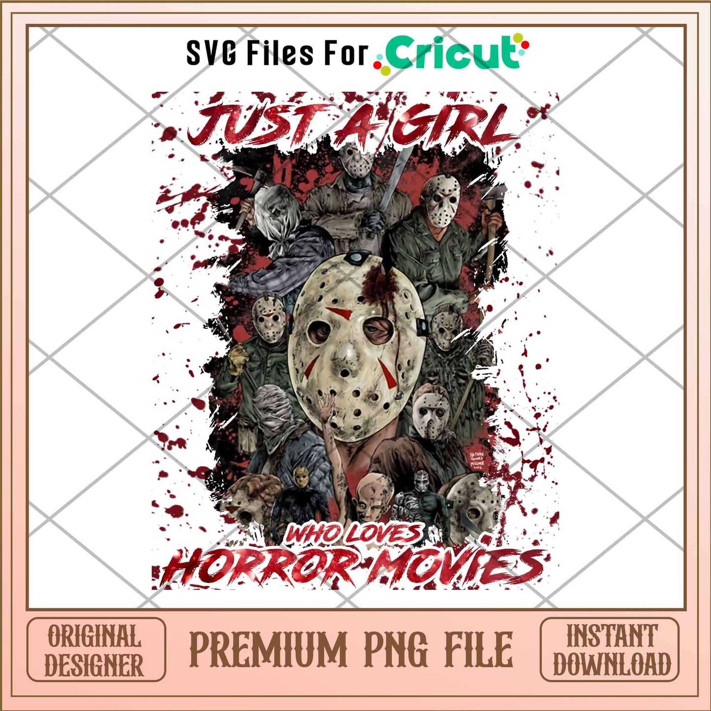 Jason Just A Girl Who Loves Horror Movies png, Horror characters png, Digital Download (1)