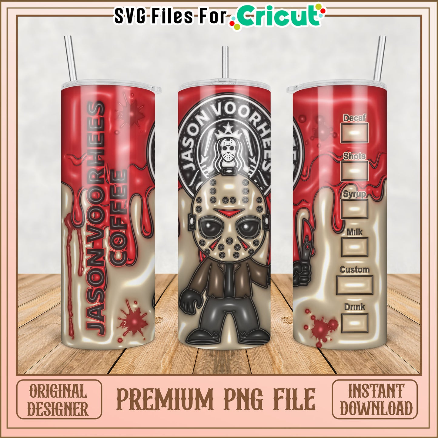 Jason Voorhees Coffee PNG Sublimation