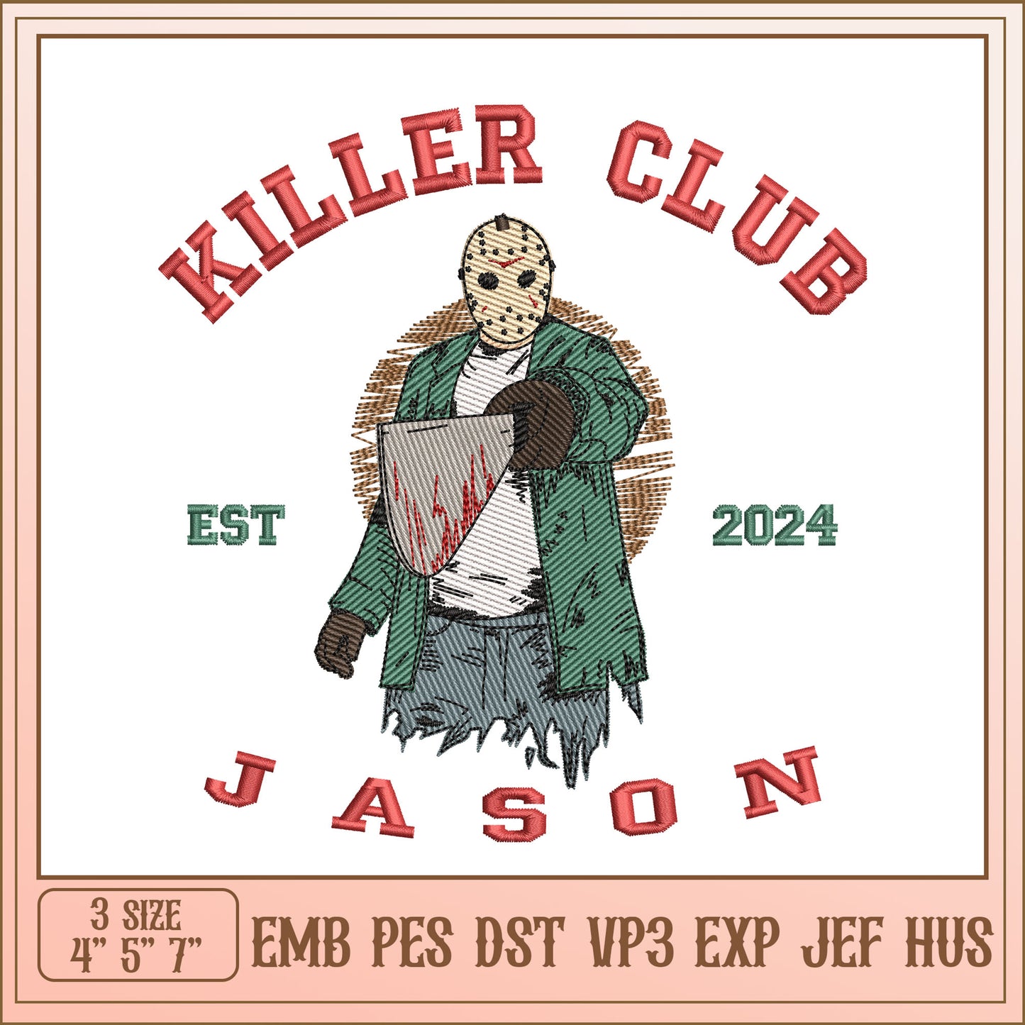 Jason Voorhees Embroidery Design