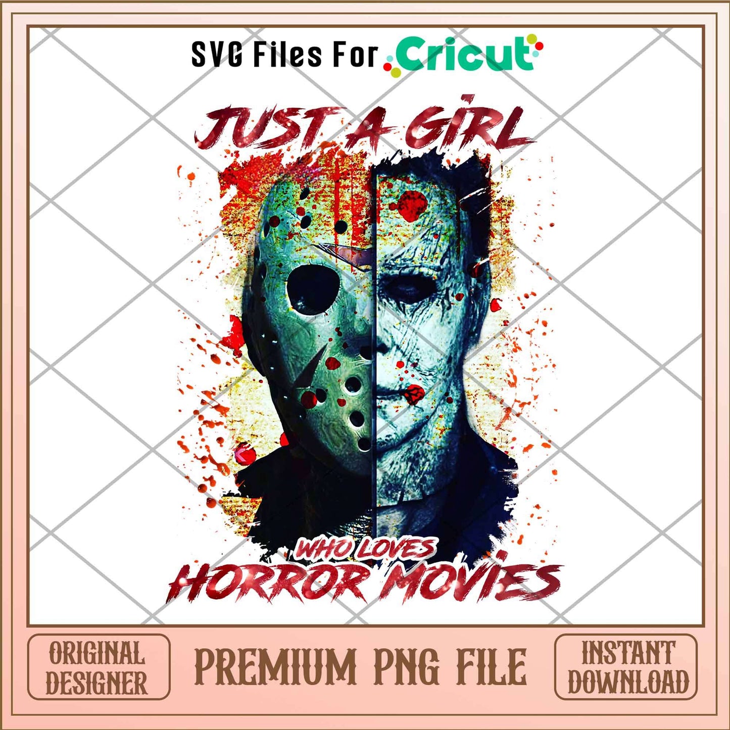 Jason Voorhees and Michael Myers Just a Girl Who Loves Horror Movies png, Horror characters png, Digital Download