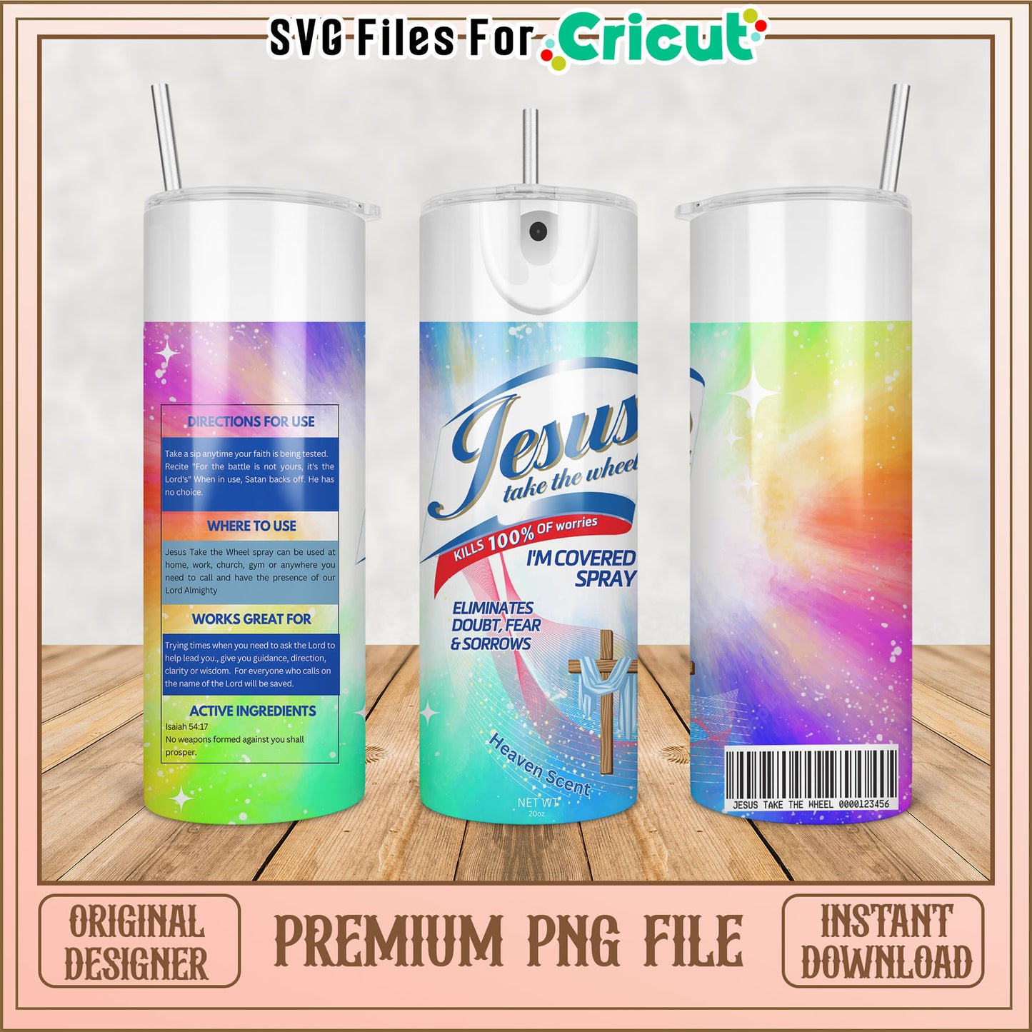 Jesus Take the Wheel Tumbler Design PNG for Cricut Projects