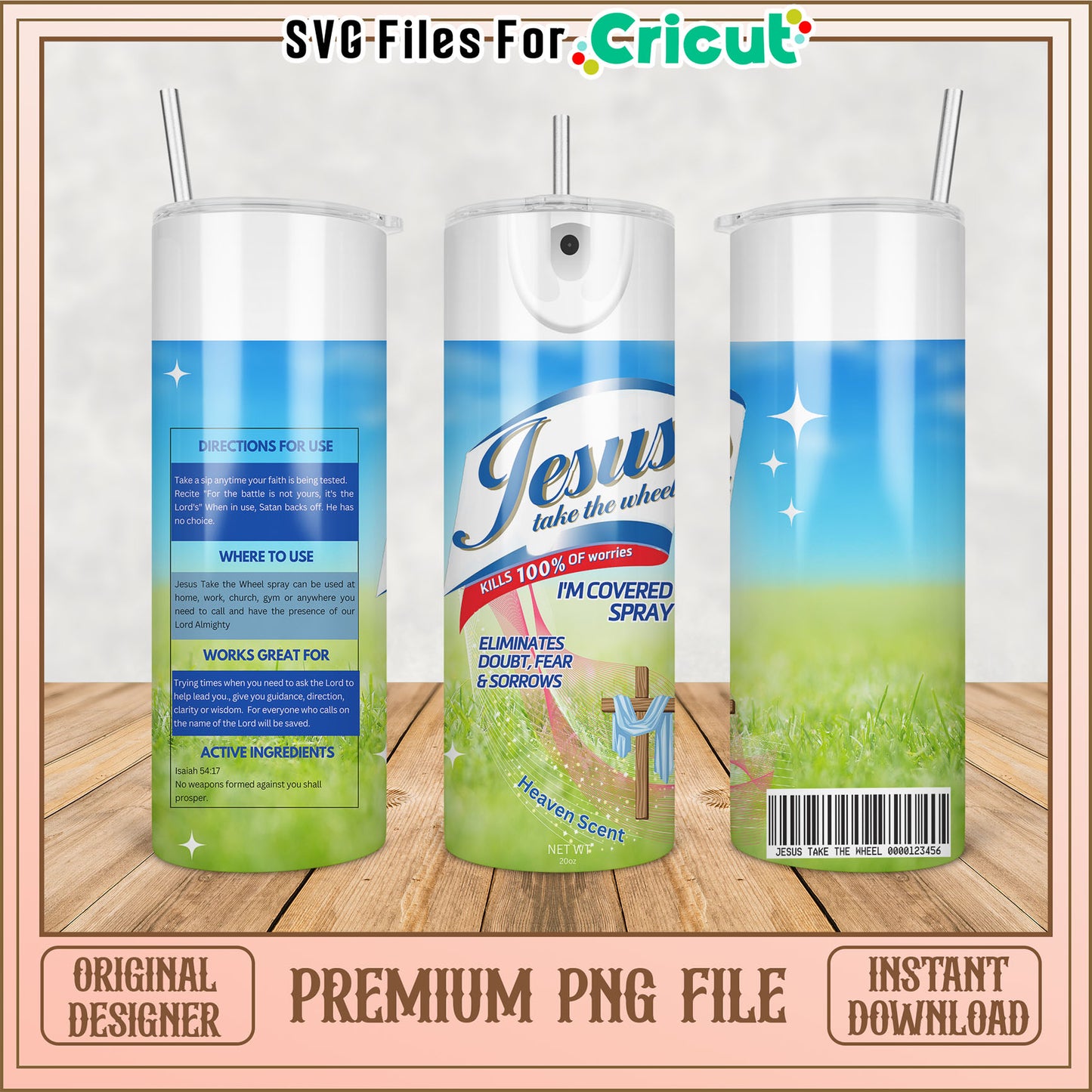 Jesus Take the Wheel Tumbler Design Premium PNG for Cricut Use